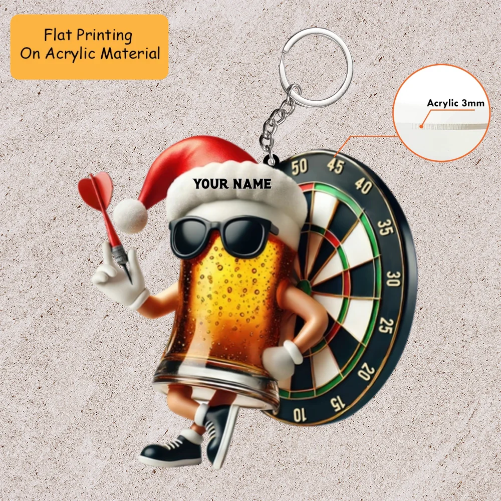 Personalized Dart Board Holding Pins Acrylic Ornament, Dart Board Keychain, Car Ornament, Christmas Ornament Gifts - Image 3