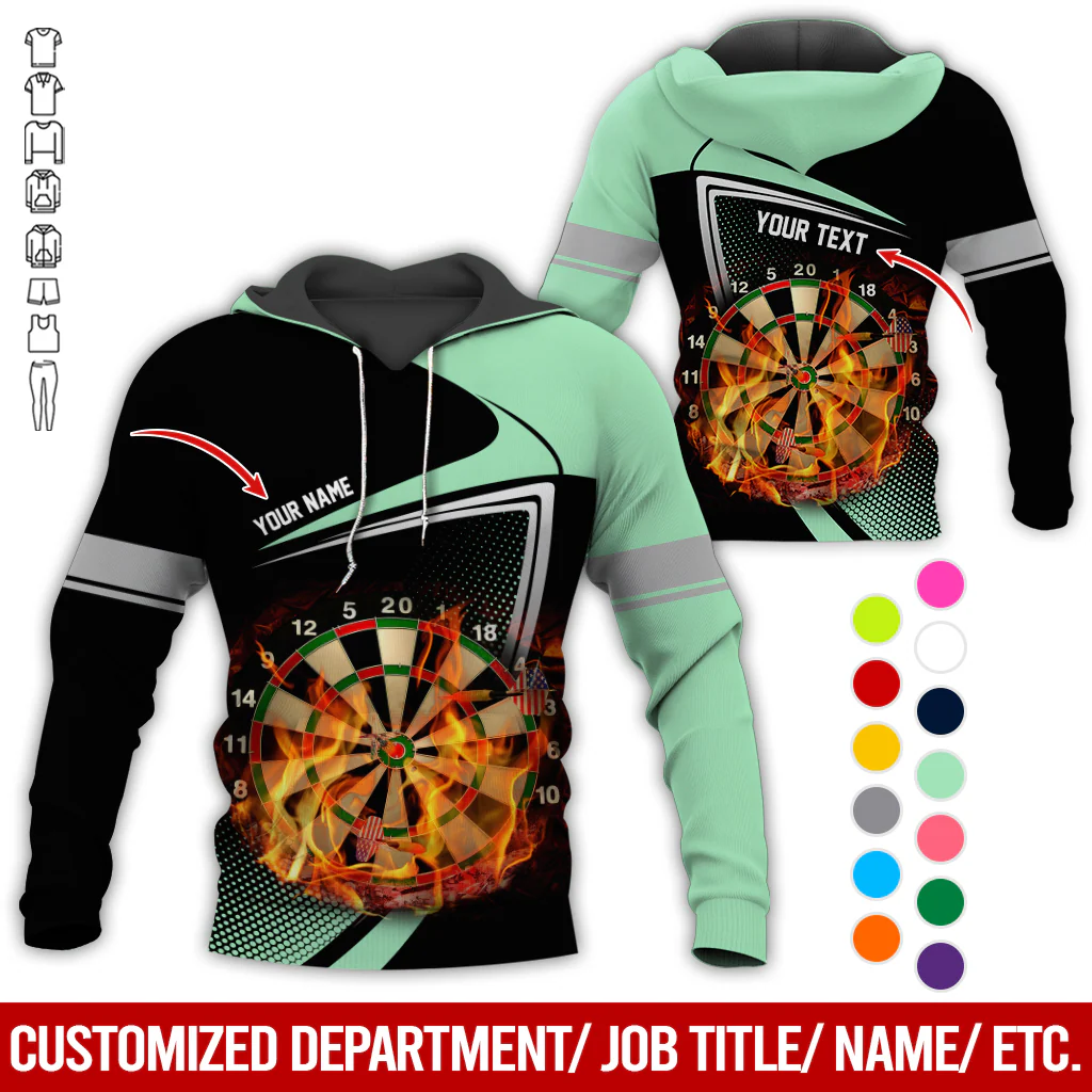 Personalized Darts Flaming Premium Hoodie, Dartboards Pattern Black & White Hoodie For Men & Women, Perfect Gift For Darts Lovers, Friend, Family - Image 4