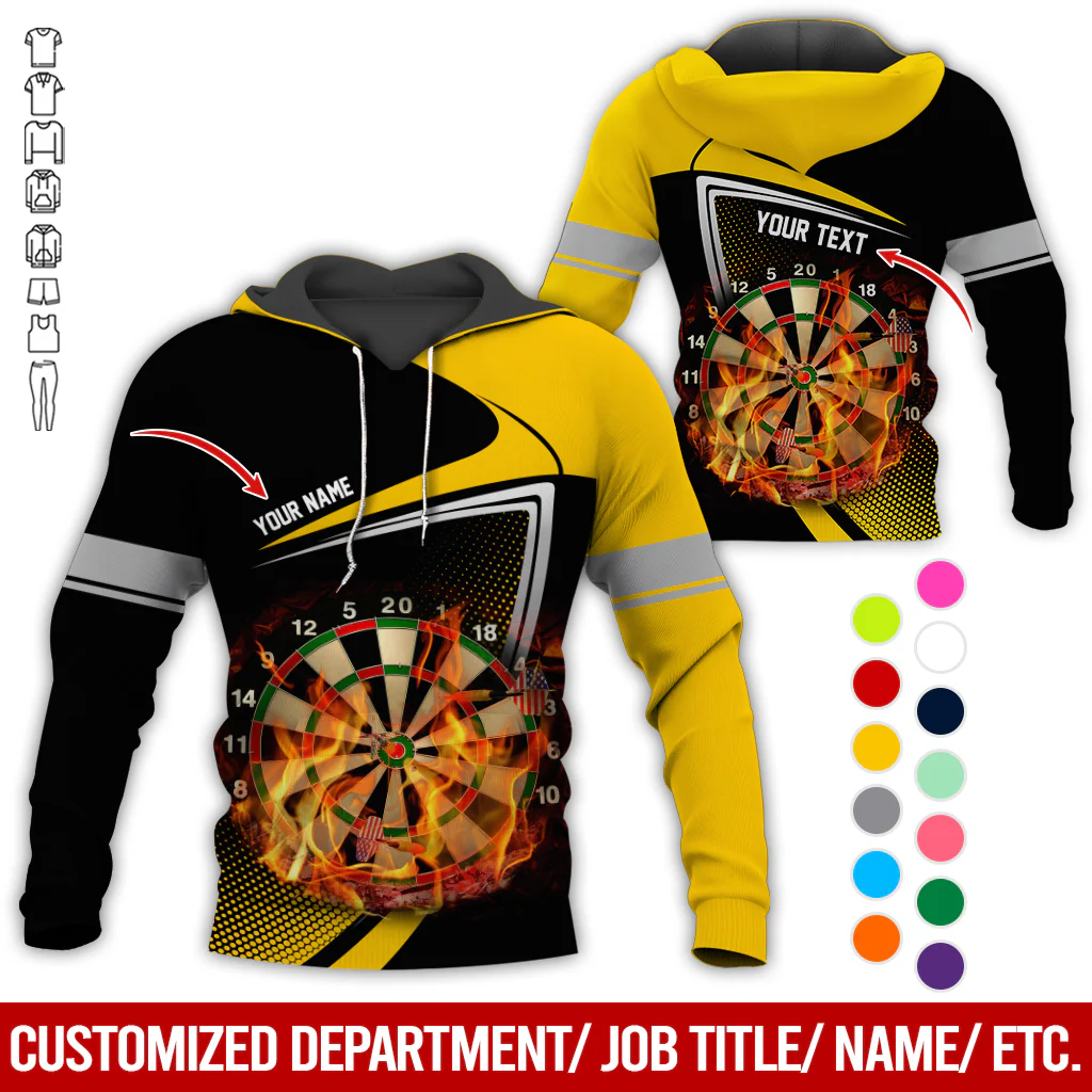 Personalized Darts Flaming Premium Hoodie, Dartboards Pattern Black & White Hoodie For Men & Women, Perfect Gift For Darts Lovers, Friend, Family - Image 5