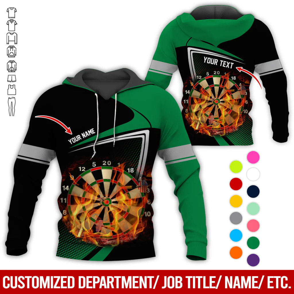 Personalized Darts Flaming Premium Hoodie, Dartboards Pattern Black & White Hoodie For Men & Women, Perfect Gift For Darts Lovers, Friend, Family - Image 6