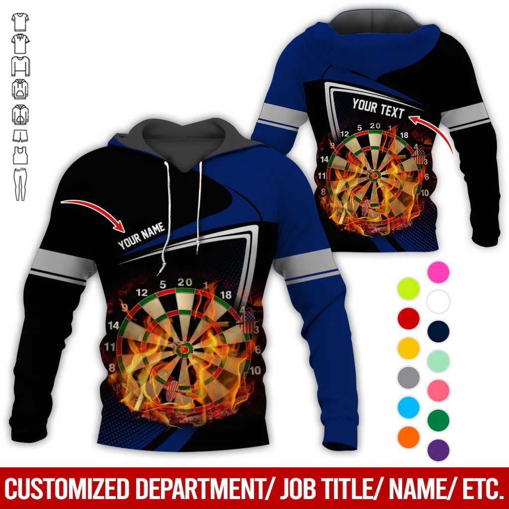Personalized Darts Flaming Premium Hoodie, Dartboards Pattern Black & White Hoodie For Men & Women, Perfect Gift For Darts Lovers, Friend, Family - Image 8