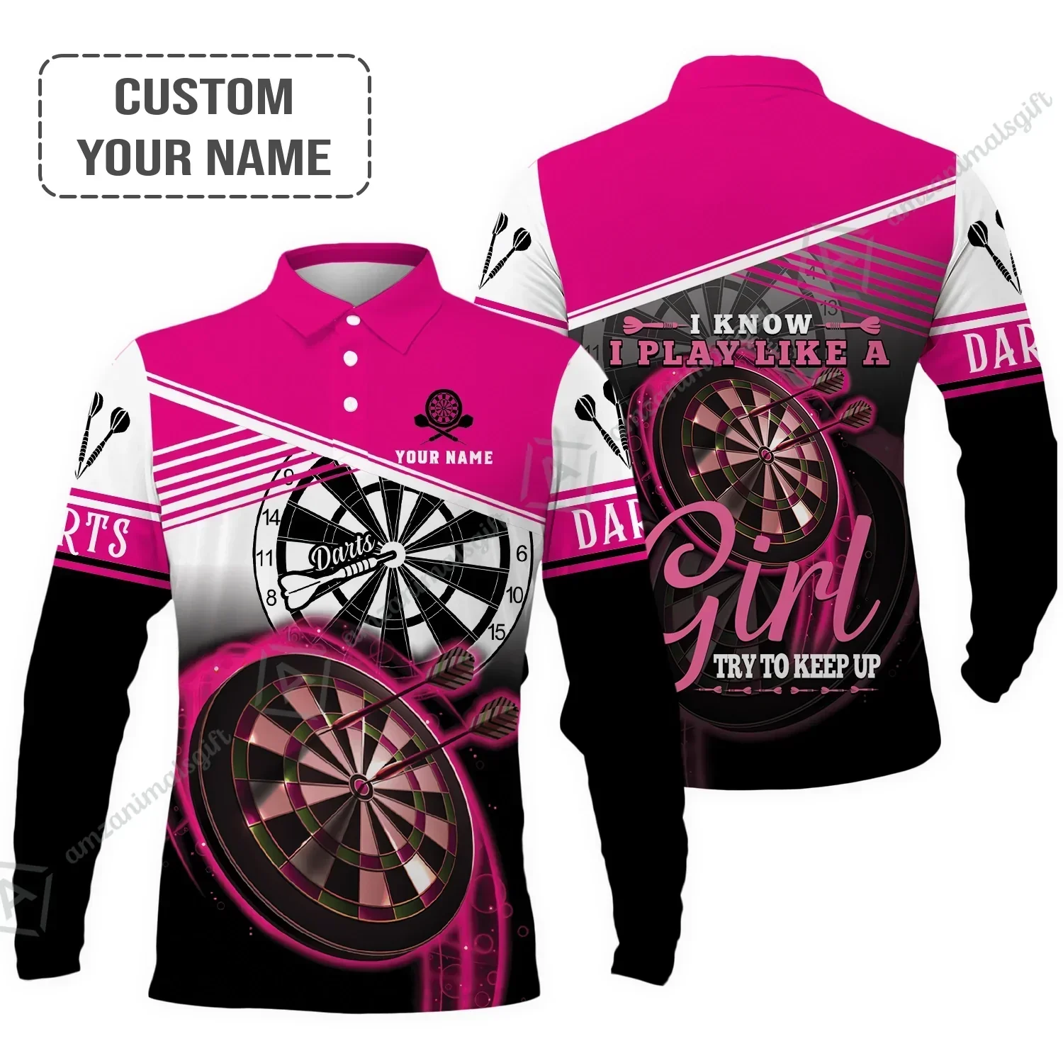 Personalized Darts Hoodie, Darts Pink Color Hoodie I Know I Play Like A Girl Try To Keep Up, Outfits For Darts Players, Darts Team - Image 3