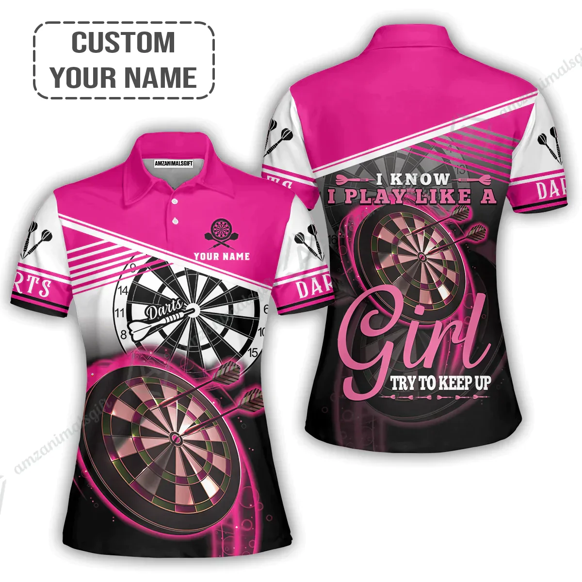 Personalized Darts Hoodie, Darts Pink Color Hoodie I Know I Play Like A Girl Try To Keep Up, Outfits For Darts Players, Darts Team - Image 5