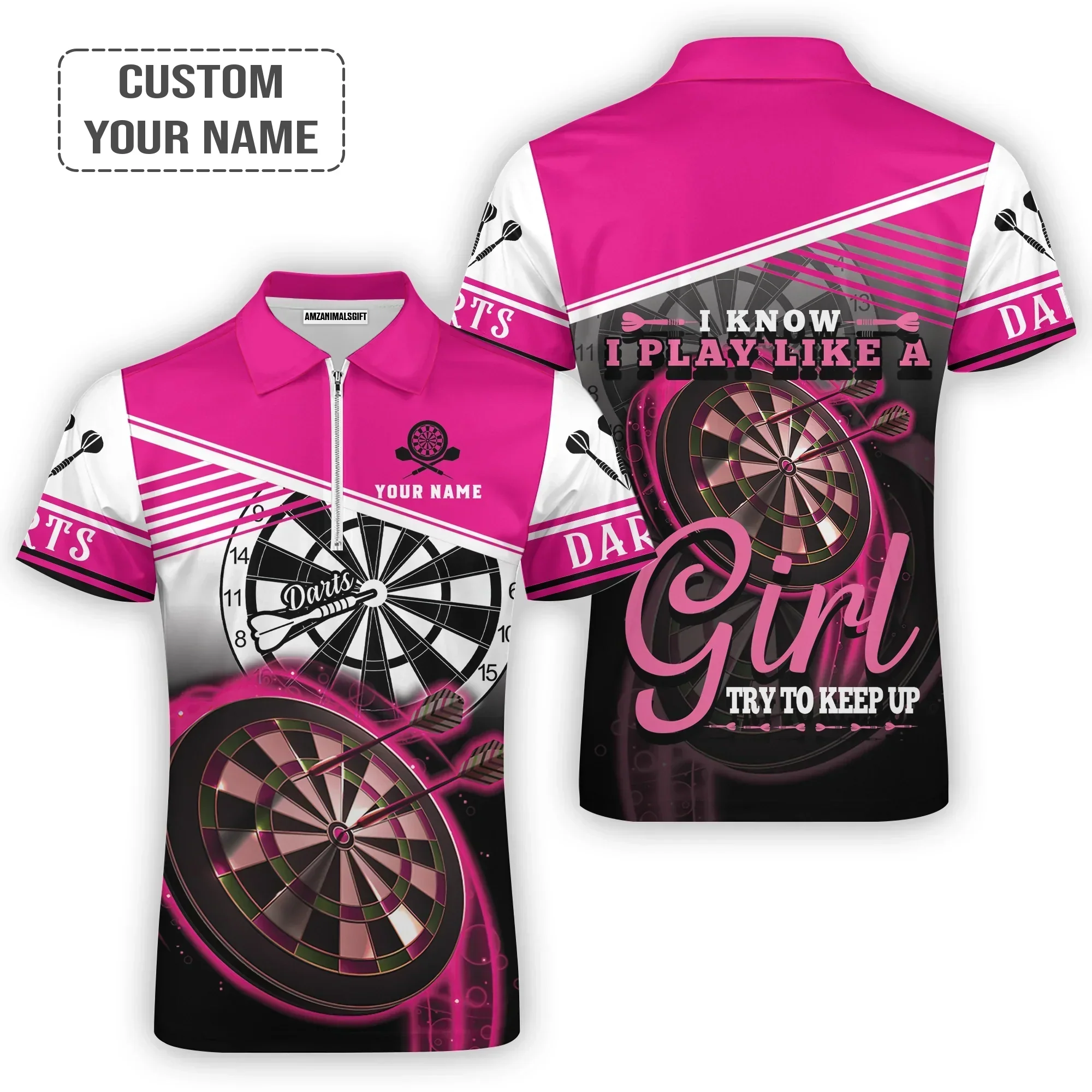 Personalized Darts Hoodie, Darts Pink Color Hoodie I Know I Play Like A Girl Try To Keep Up, Outfits For Darts Players, Darts Team - Image 8