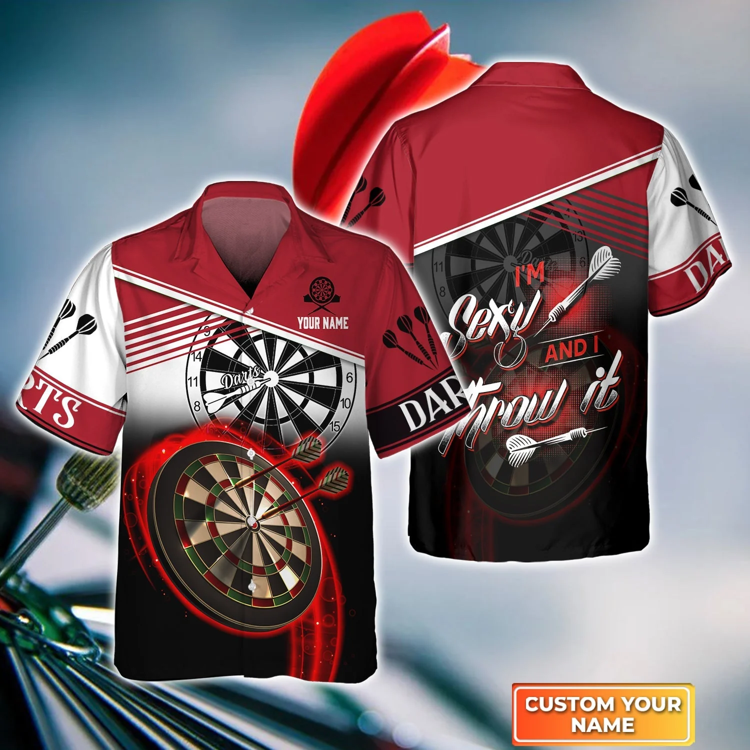 Personalized Darts Jersey, Darts Red Color Custom Quarter-Zip Polo Shirt I'm Sexy And I Throw It, Outfits For Darts Players, Darts Team - Image 4