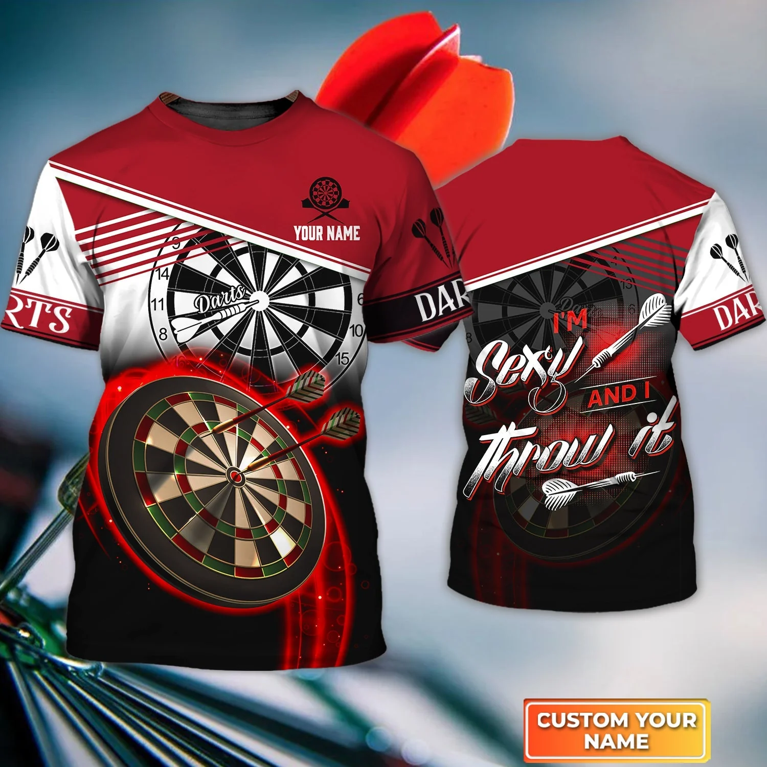 Personalized Darts Jersey, Darts Red Color Custom Quarter-Zip Polo Shirt I'm Sexy And I Throw It, Outfits For Darts Players, Darts Team - Image 8