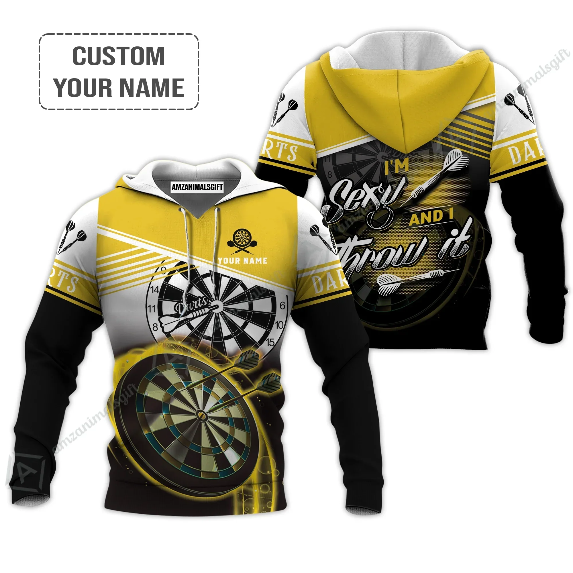 Personalized Darts Jersey, Darts Yellow Color Custom Quarter-Zip Polo Shirt I'm Sexy And I Throw It, Outfits For Darts Players, Darts Team - Image 8