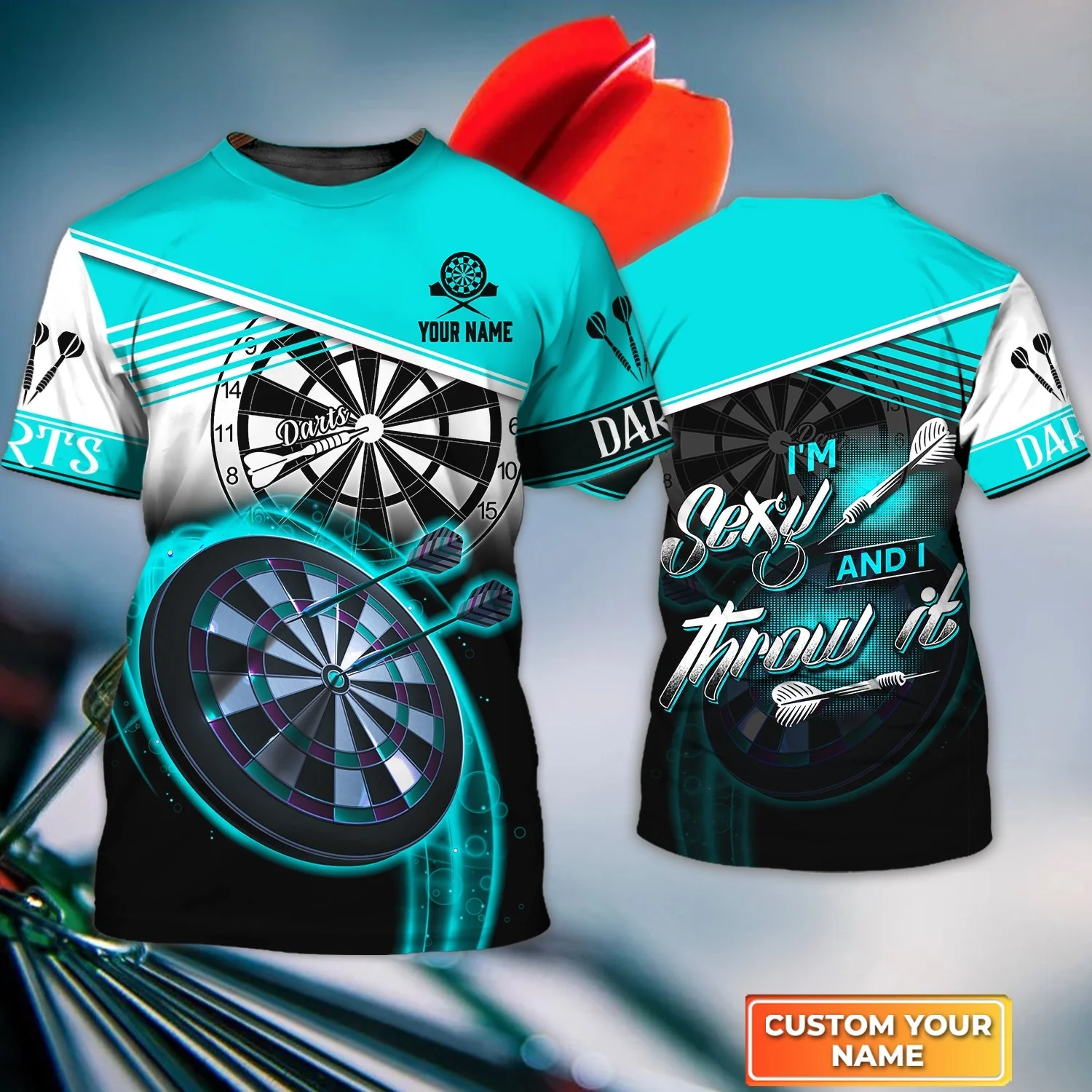 Personalized Darts Long Polo Shirt, Darts Cyan Color Customized Polo Shirt I'm Sexy And I Throw It, Outfits For Darts Players, Darts Team - Image 7