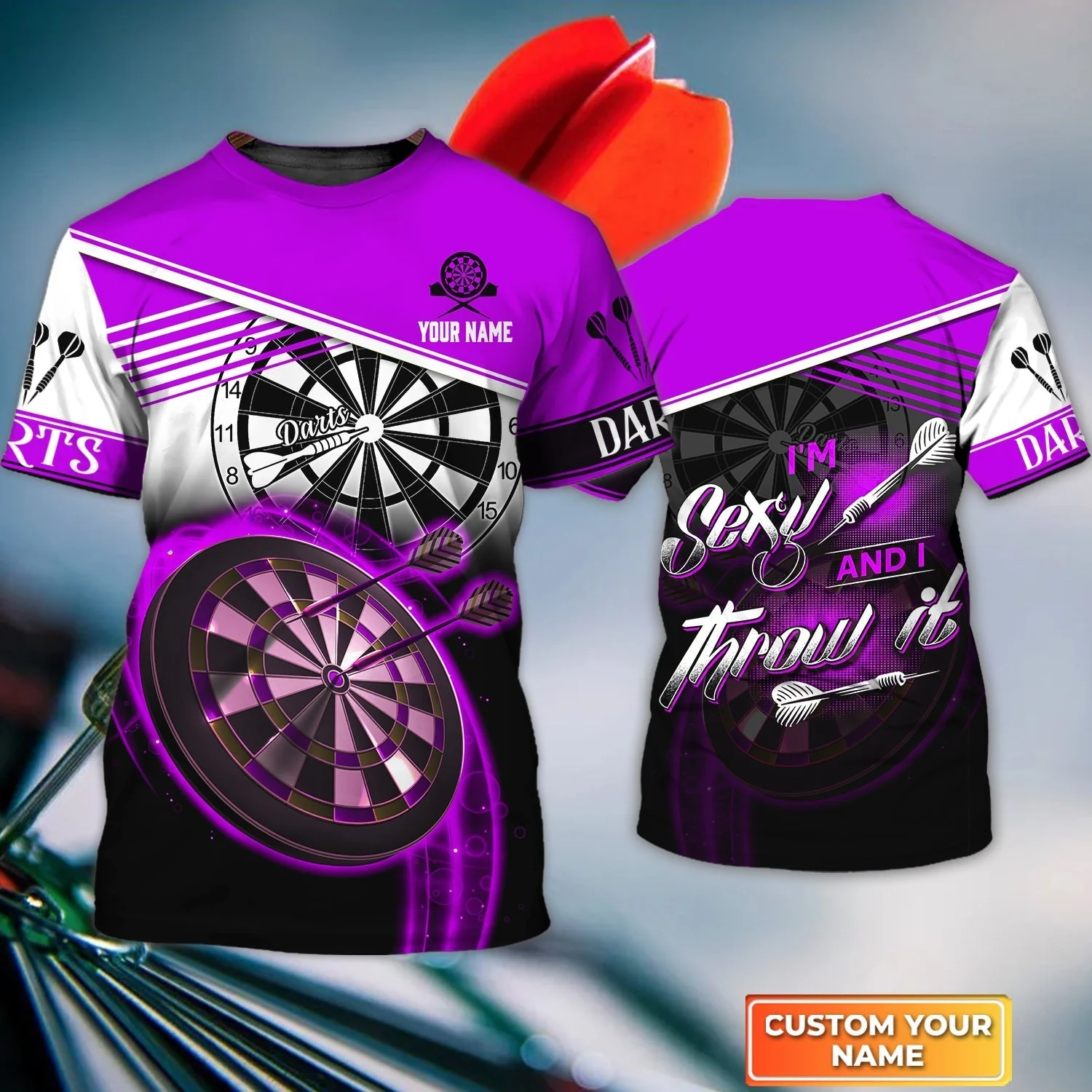 Personalized Darts Long Polo Shirt, Darts Purple Color Customized Polo Shirt I'm Sexy And I Throw It, Outfits For Darts Players, Darts Team - Image 6