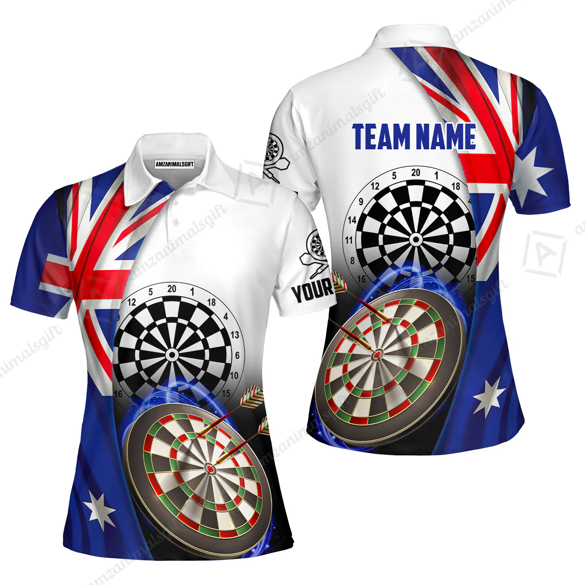Personalized Darts Men Polo Shirt - Custom Name & Team Name Australia Flag Darts Polo Shirt For Men, Darts Team, Darts Lover - Image 12
