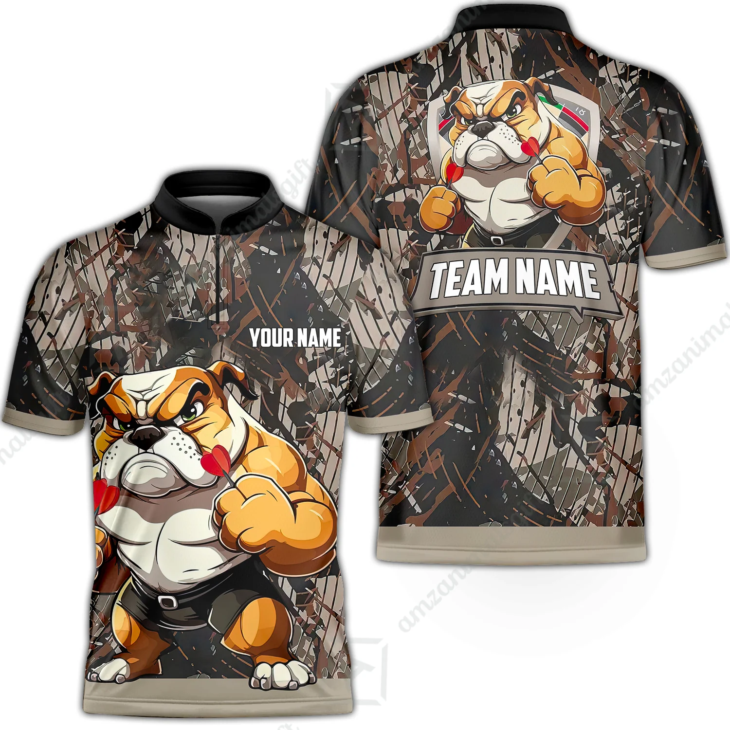 Personalized Darts Polo Shirt - Custom Name Darts & Bulldog Polo Shirt - Polo Shirt For Bulldog Lover, Darts Lover - Image 2