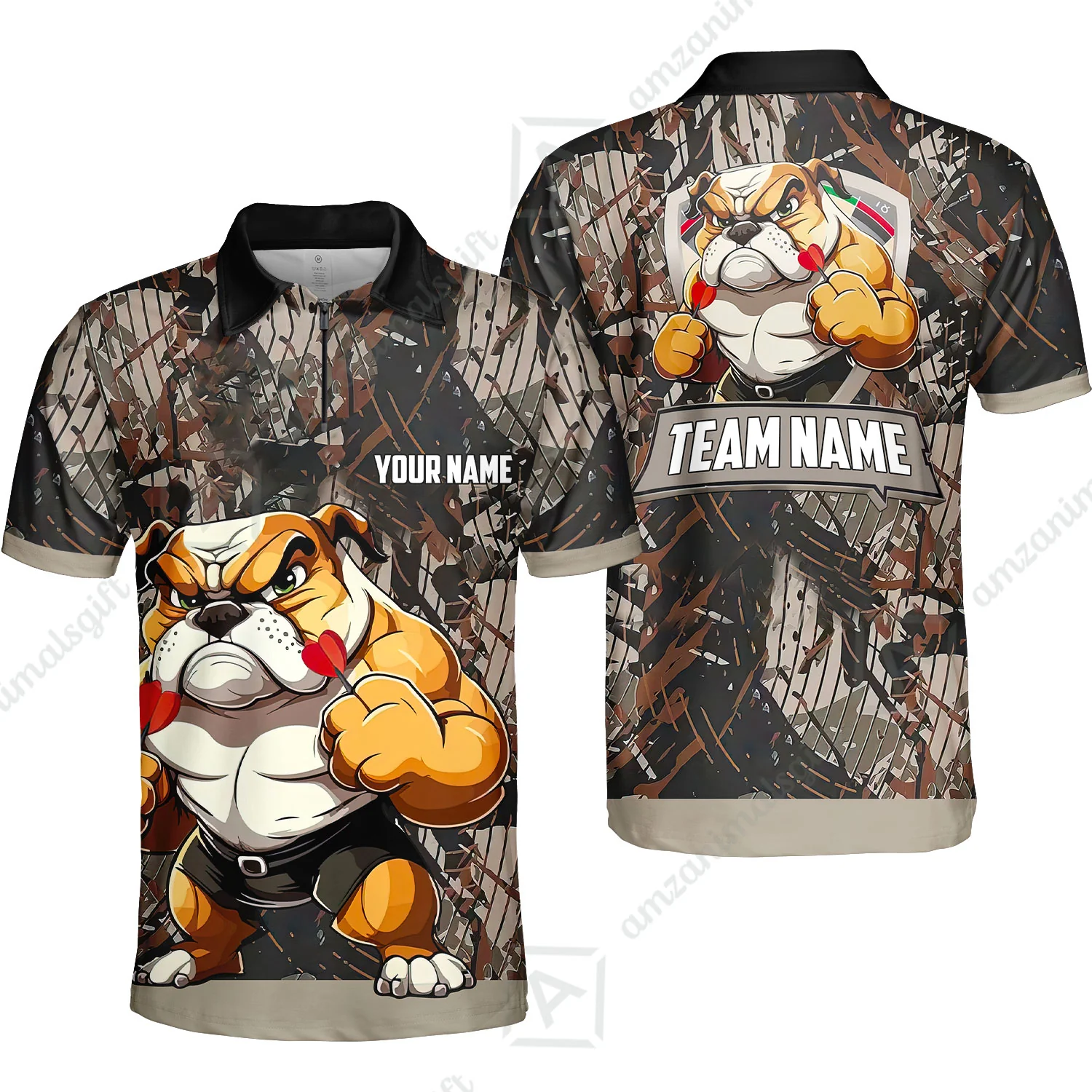 Personalized Darts Polo Shirt - Custom Name Darts & Bulldog Polo Shirt - Polo Shirt For Bulldog Lover, Darts Lover - Image 3