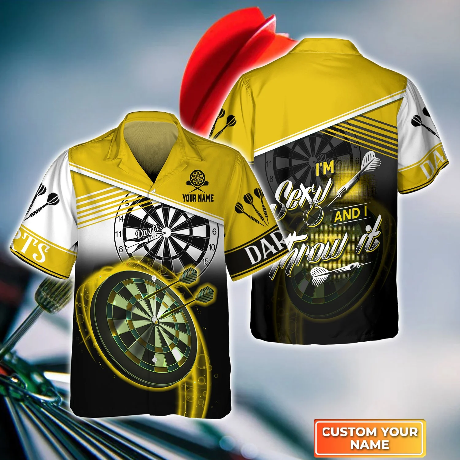 Personalized Darts Polo Shirt - Custom Name I'm Sexy And I Throw It Yellow Polo Shirt - Darts Polo Shirt For Darts Team, Darts Lover - Image 4