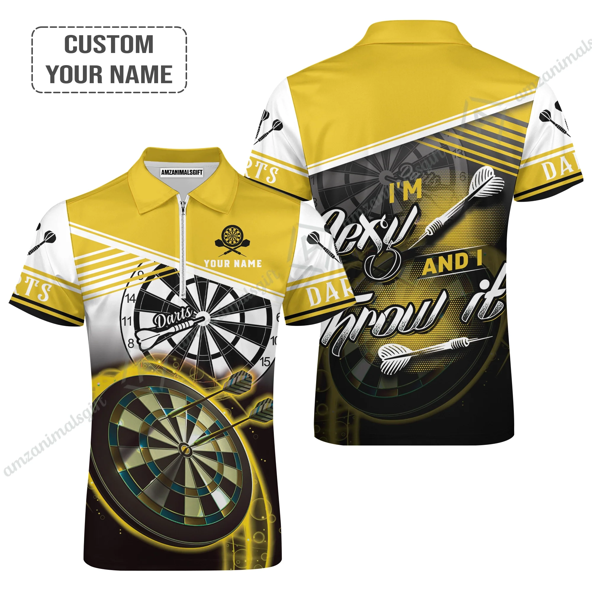Personalized Darts Polo Shirt - Custom Name I'm Sexy And I Throw It Yellow Polo Shirt - Darts Polo Shirt For Darts Team, Darts Lover - Image 5