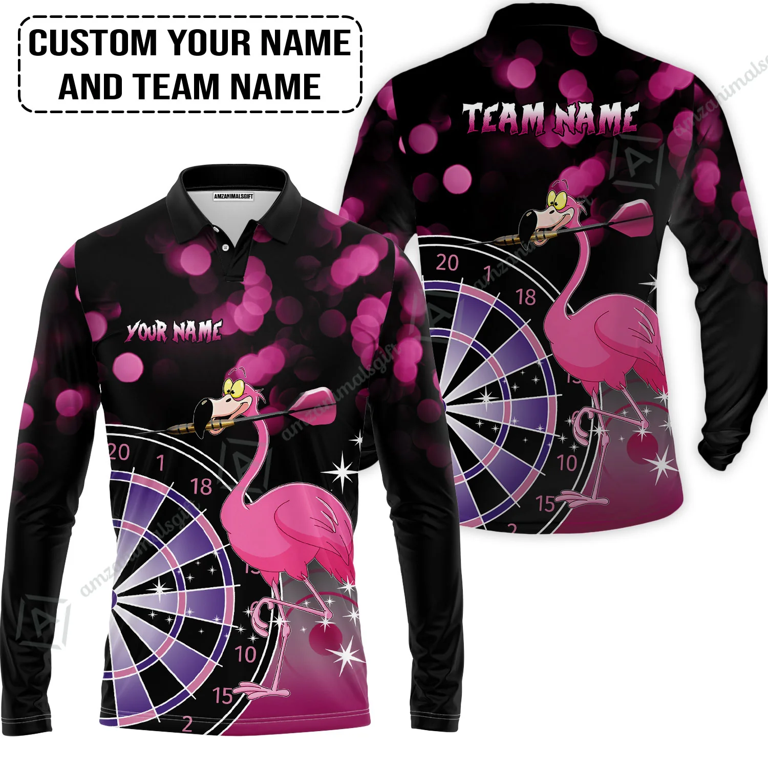 Personalized Darts Polo Shirt, Darts And Flamingo Customized Polo Shirt, Perfect Outfits For Darts Players, Darts Team - Image 6