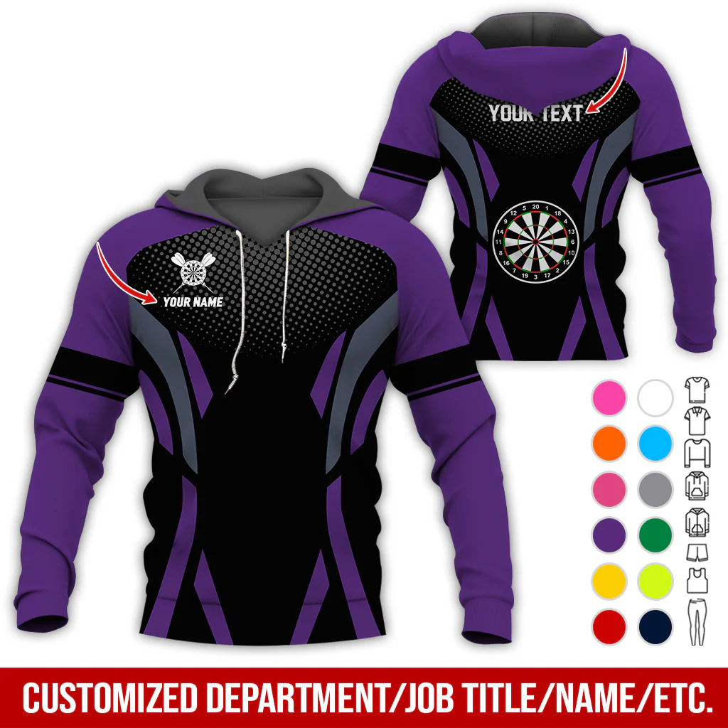 Personalized Darts Premium Hoodie, Custom Name & Text Darts Hoodie Gift For Darts Lovers, Friend, Family - Image 12