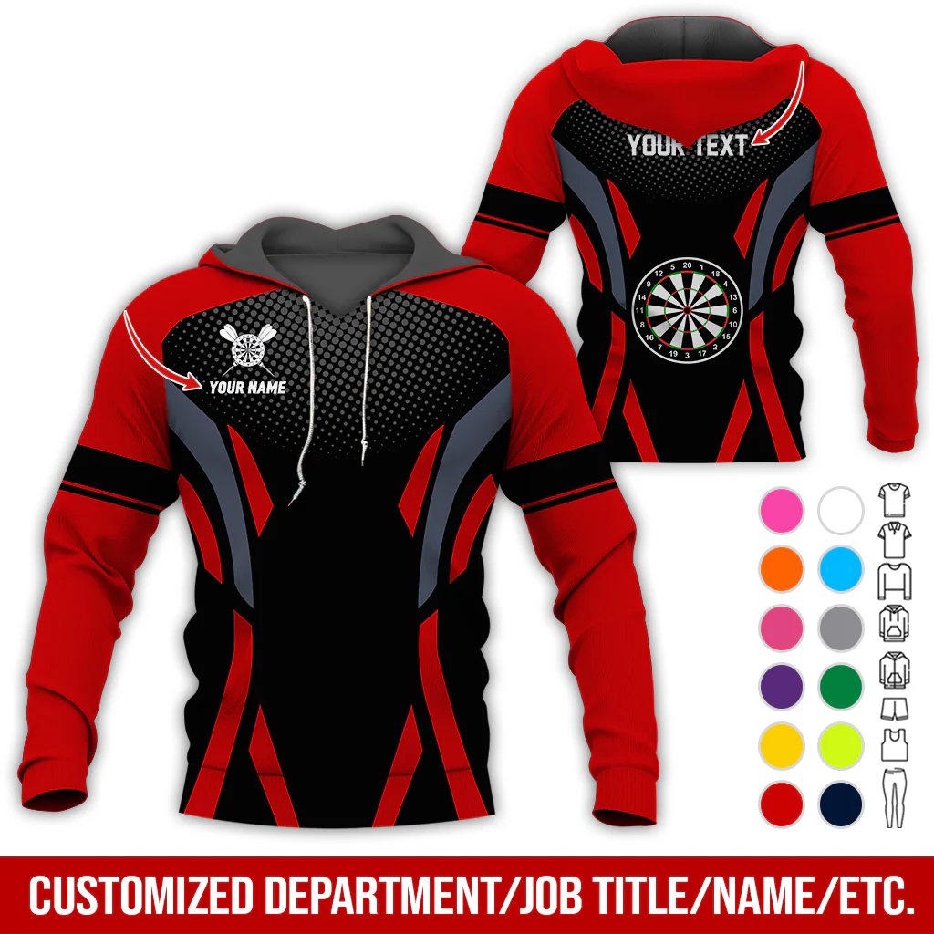 Personalized Darts Premium Hoodie, Custom Name & Text Darts Hoodie Gift For Darts Lovers, Friend, Family - Image 3