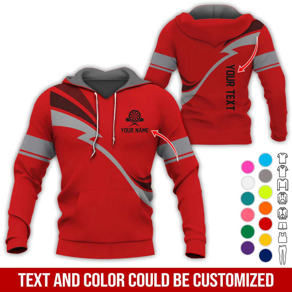 Personalized Darts Premium Hoodie, Customized Name & Text Lightning Pattern Darts Hoodie, Perfect Gift For Darts Lovers, Friend, Family - Image 11