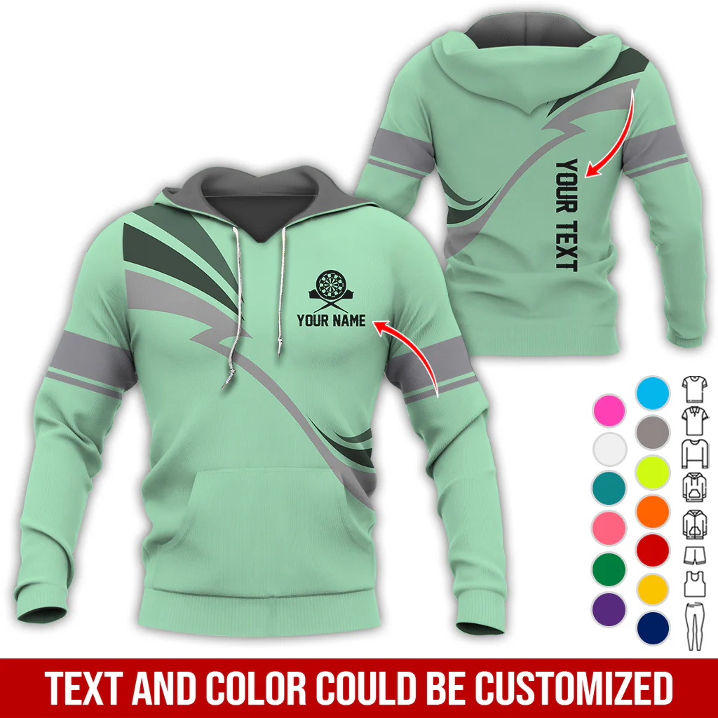 Personalized Darts Premium Hoodie, Customized Name & Text Lightning Pattern Darts Hoodie, Perfect Gift For Darts Lovers, Friend, Family - Image 12