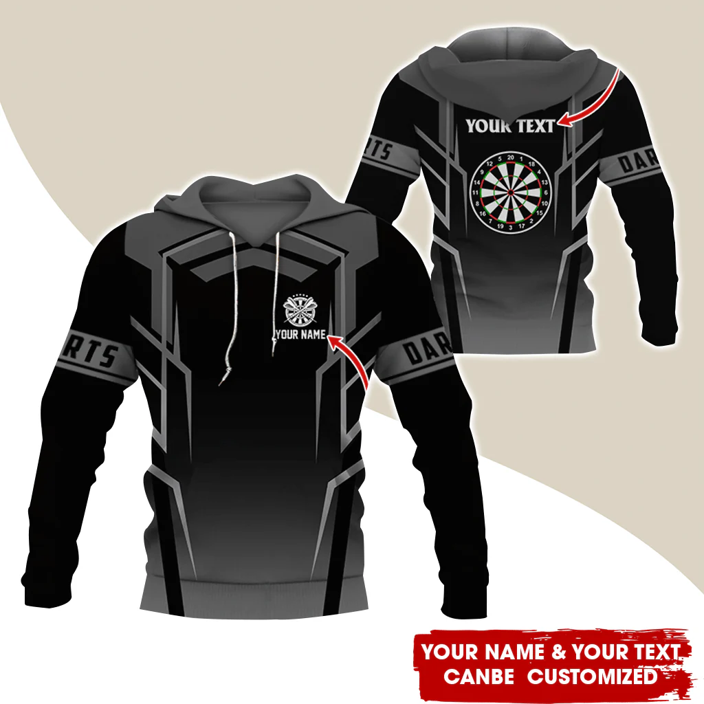 Personalized Darts Premium Hoodie, Dartsboards Pattern Hoodie Black For Darts Player, Perfect Gift For Darts Lovers, Friend, Family - Image 2