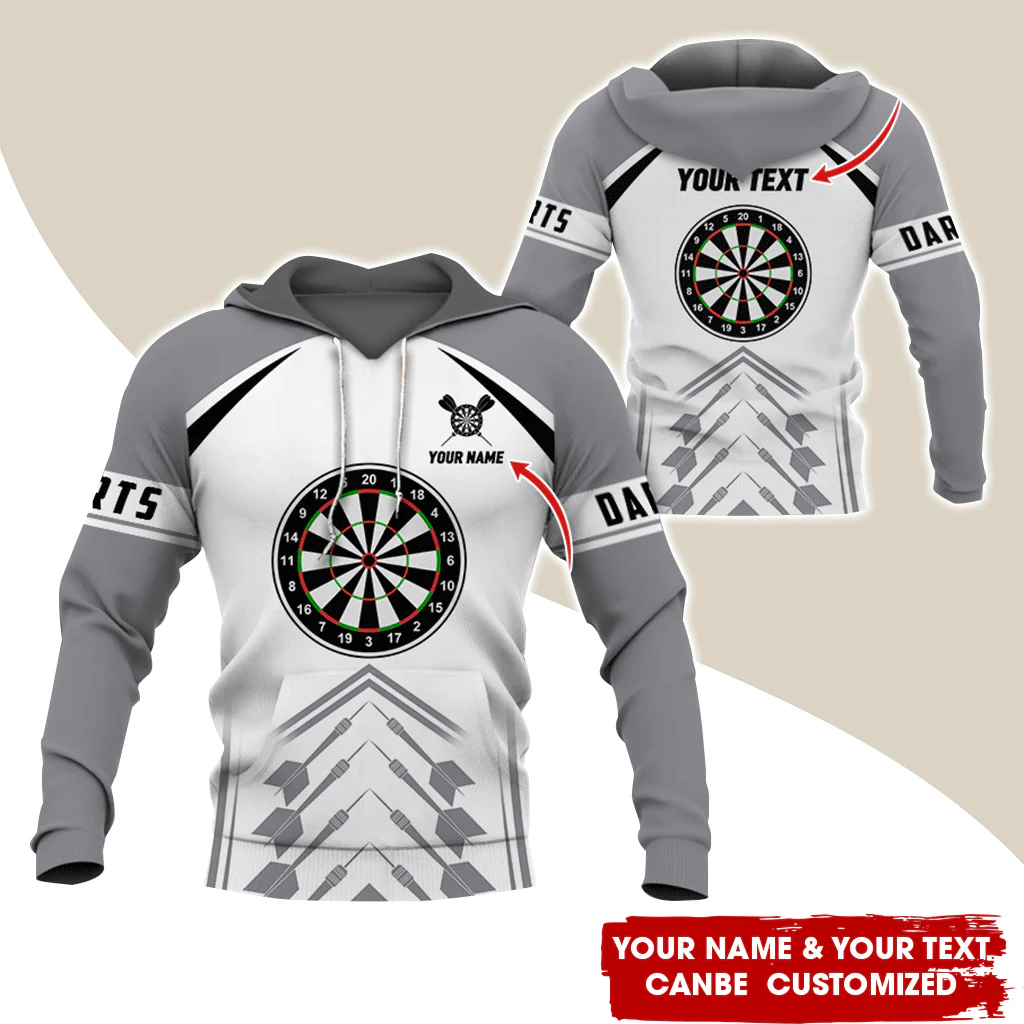 Personalized Darts Premium Hoodie, Dartsboards Pattern Hoodie White For Men & Women, Perfect Gift For Darts Lovers, Darts Player - Image 2