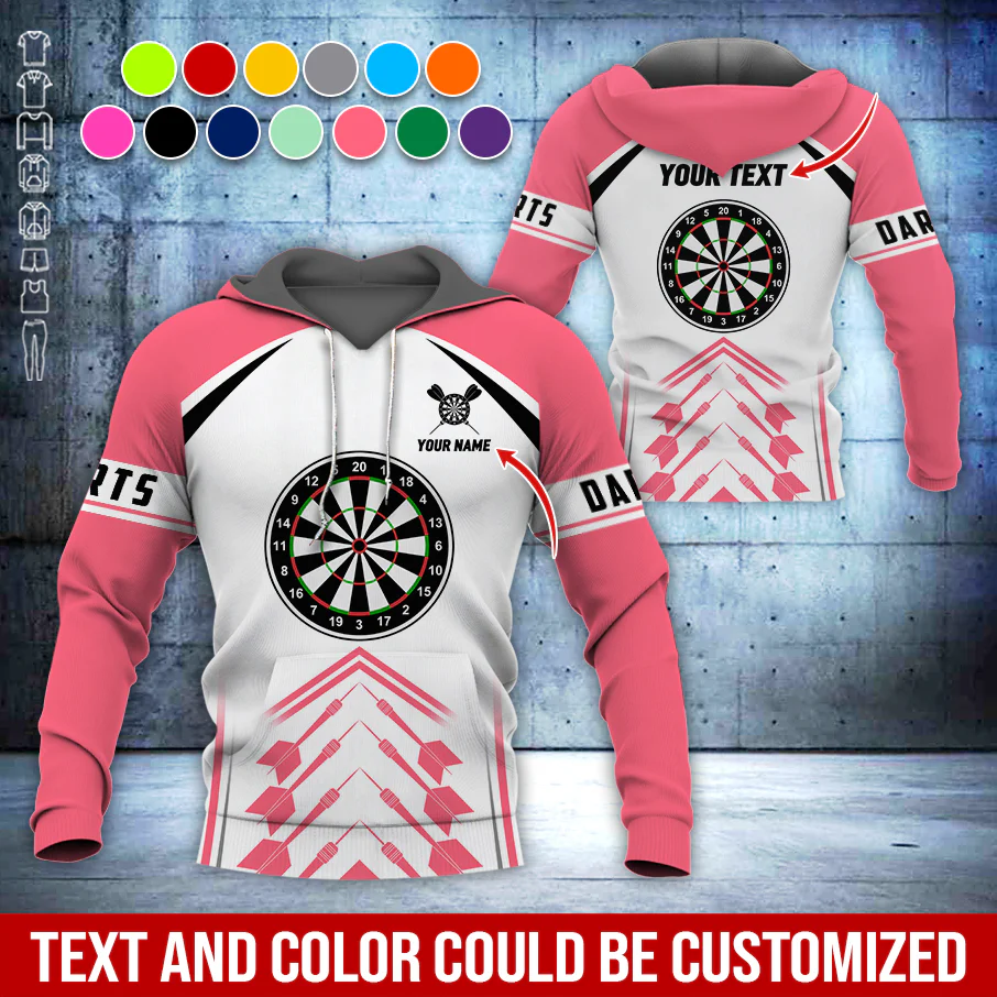 Personalized Darts Premium Hoodie, Dartsboards Pattern Hoodie White For Men & Women, Perfect Gift For Darts Lovers, Darts Player - Image 3