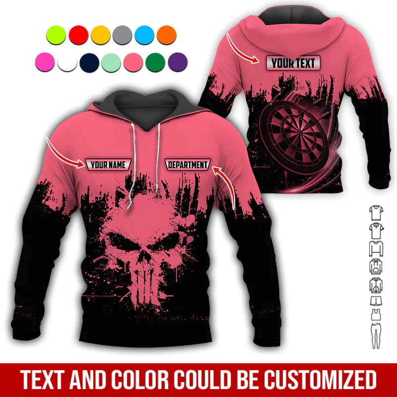Personalized Darts Skull Premium Hoodie ,Customized Name Text & Department Darts Hoodie, Perfect Gift For Darts Lovers, Darts Player - Image 10