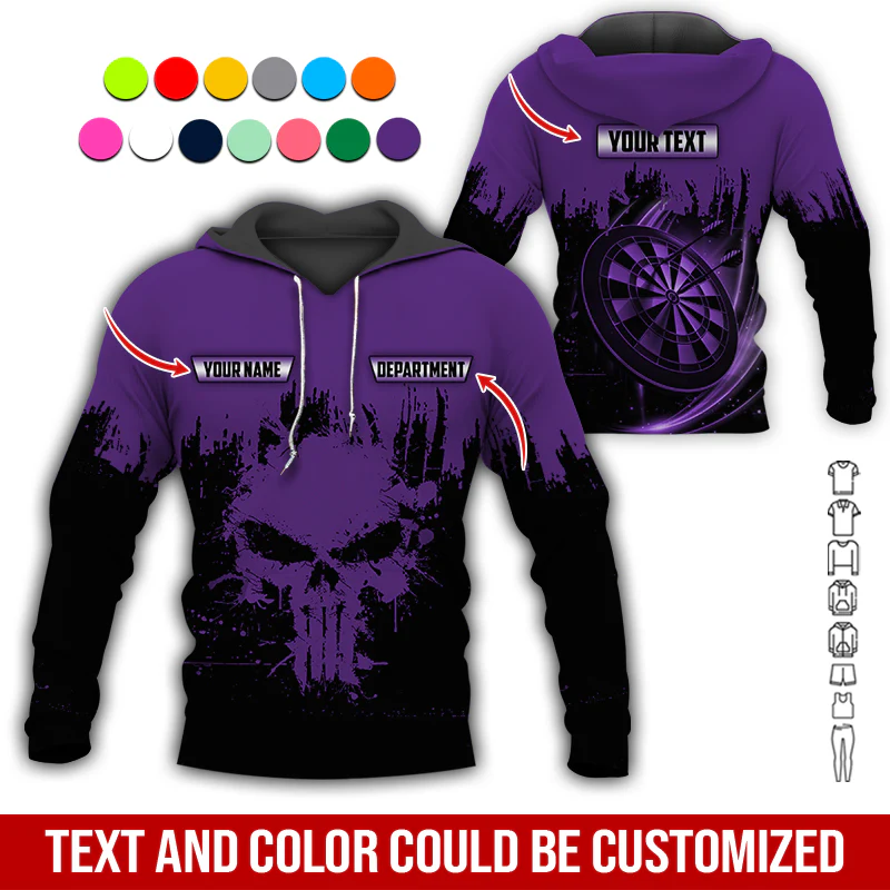 Personalized Darts Skull Premium Hoodie ,Customized Name Text & Department Darts Hoodie, Perfect Gift For Darts Lovers, Darts Player - Image 11