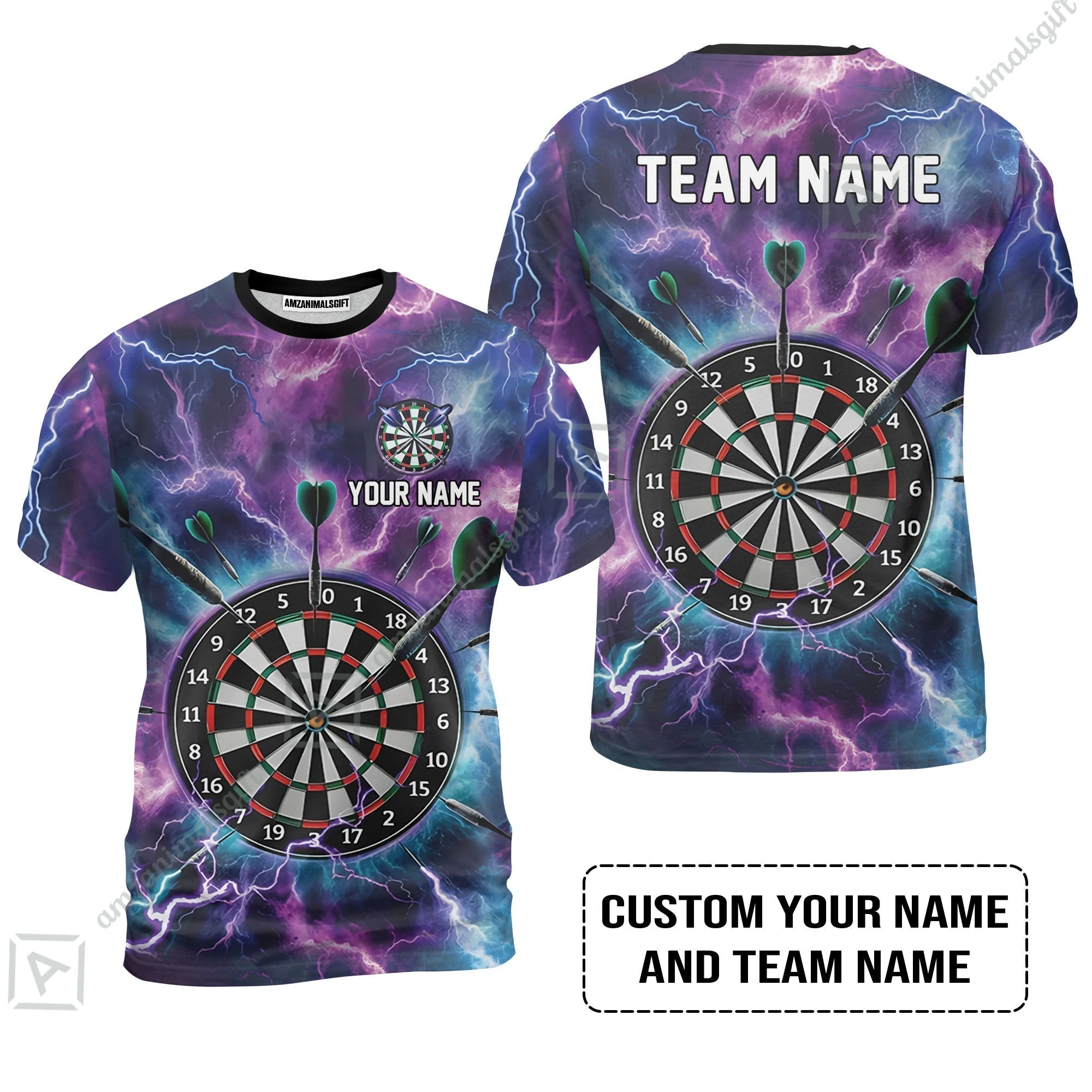 Personalized Darts Sweatshirt - Custom Name & Team Name Purple Thunder Lightning Sweatshirt - Image 8