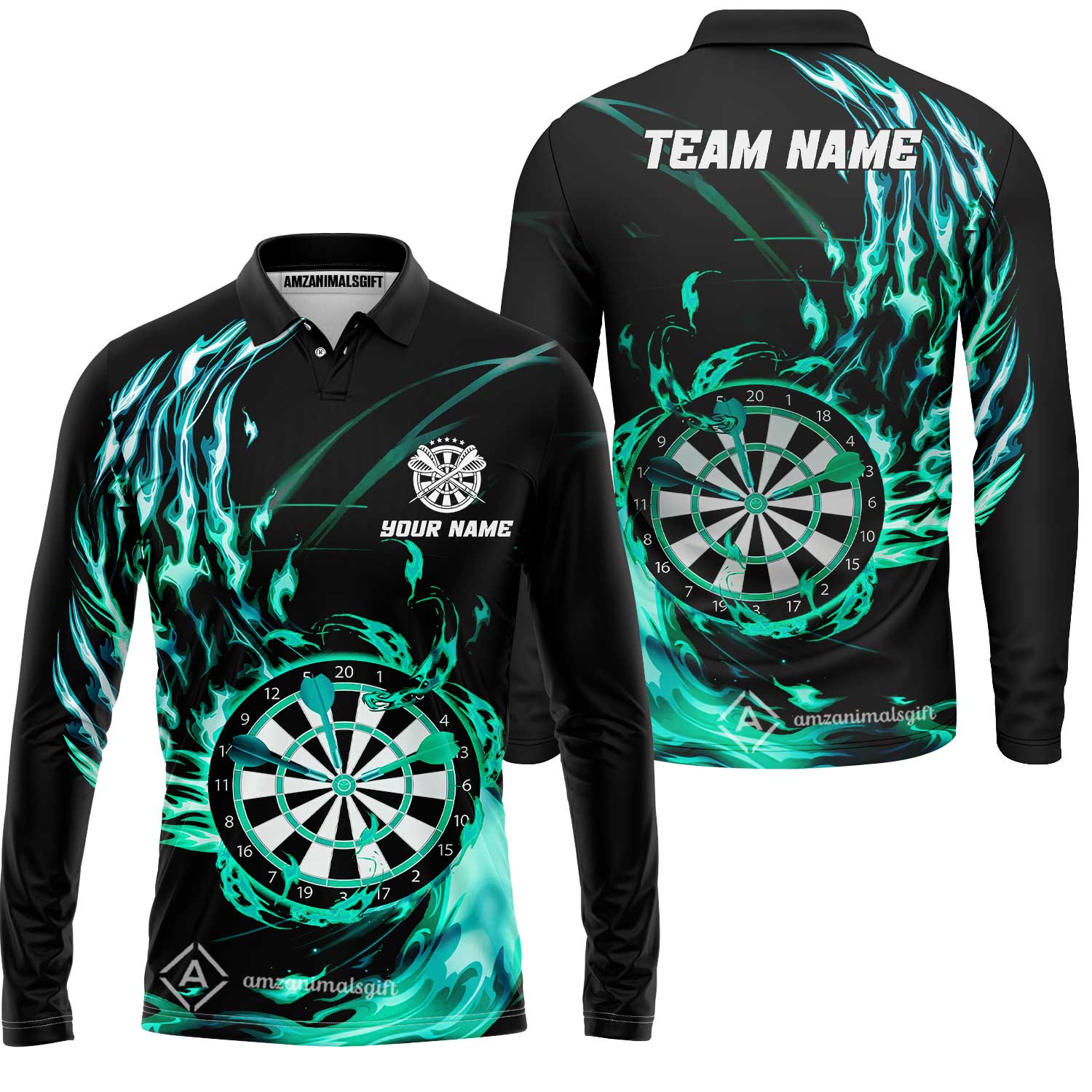 Personalized Darts Hawaiian Shirt - Custom Name & Team Name Darts Purple Fire Polo Shirt For Women, Darts Team, Darts Lover - Image 14