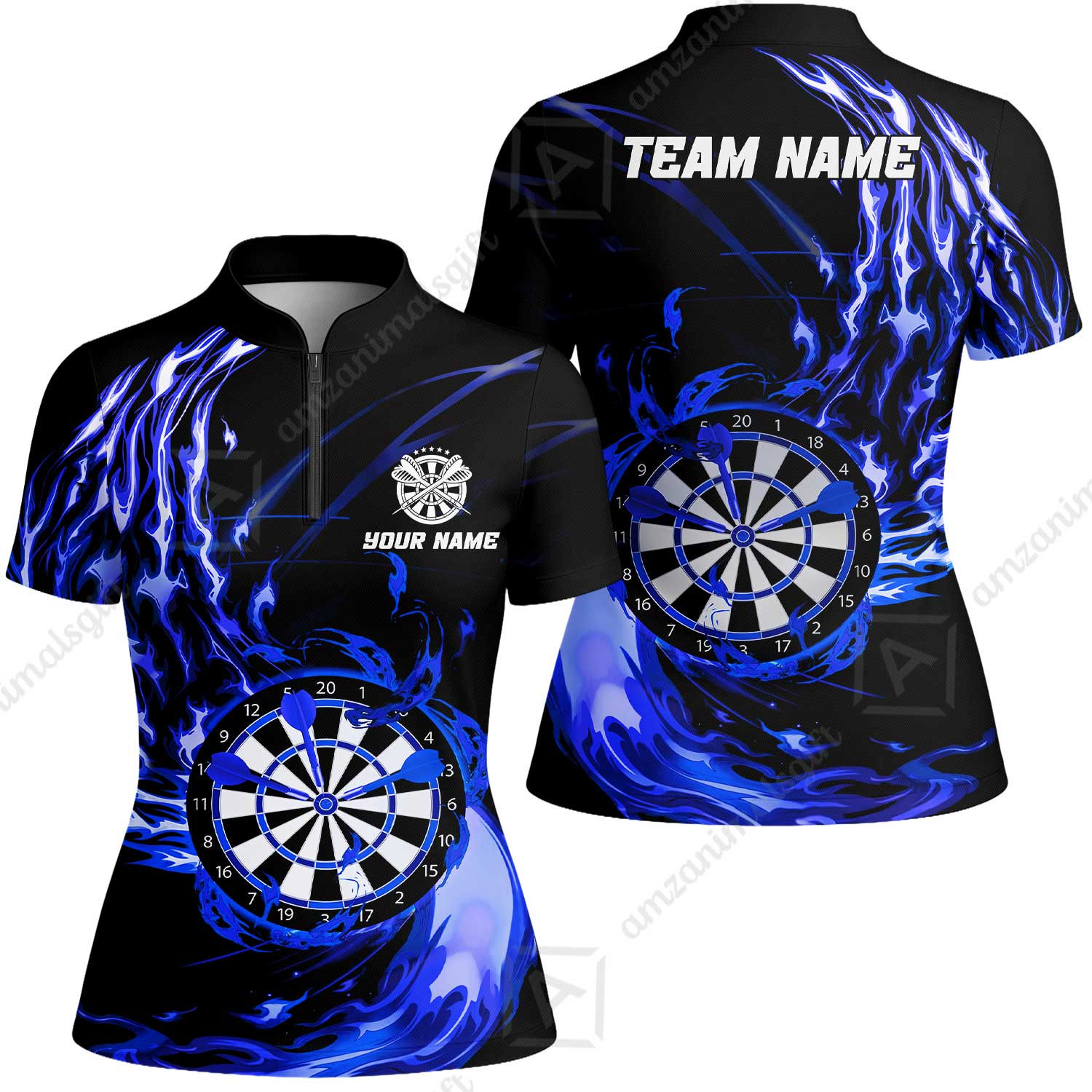 Personalized Darts Hawaiian Shirt - Custom Name & Team Name Darts Purple Fire Polo Shirt For Women, Darts Team, Darts Lover - Image 28
