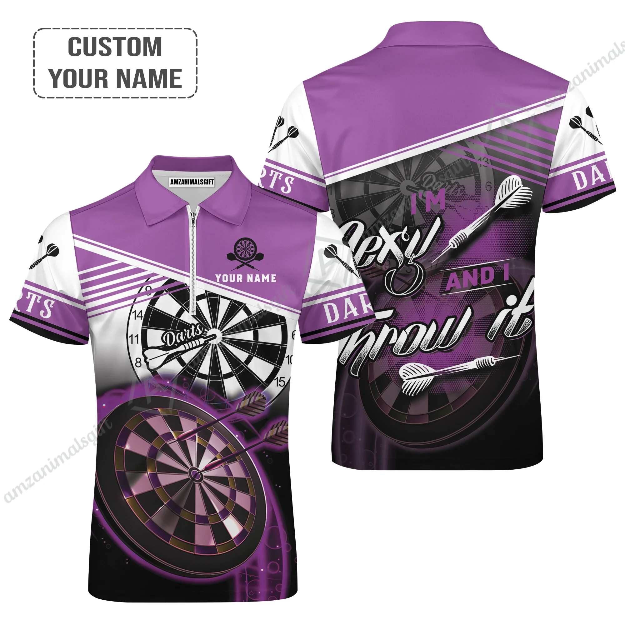 Personalized Darts Women Polo Shirt, Darts Purple Color Customized Polo Shirt I'm Sexy And I Throw It, Outfits For Darts Players, Darts Team - Image 6