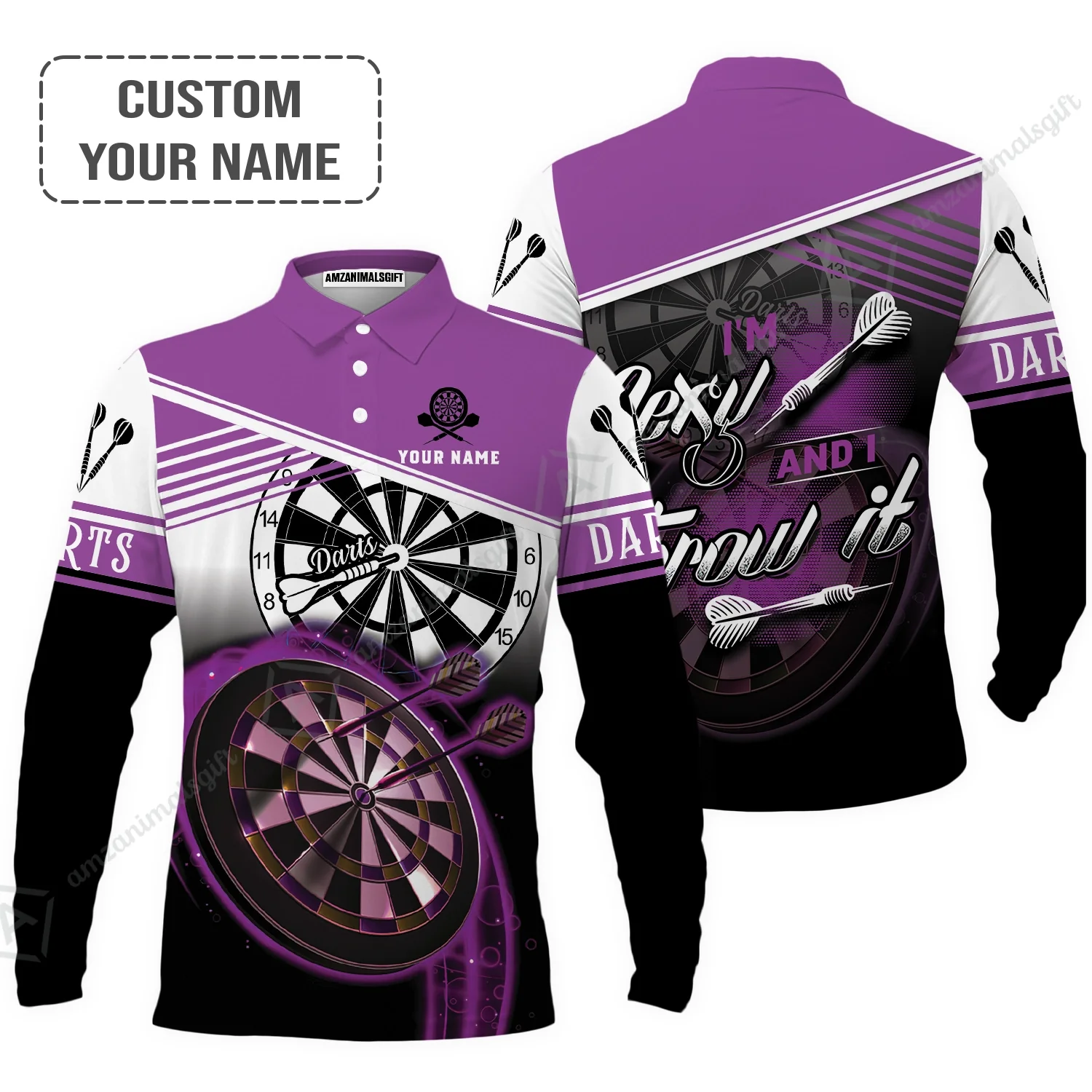 Personalized Darts Women Polo Shirt, Darts Purple Color Customized Polo Shirt I'm Sexy And I Throw It, Outfits For Darts Players, Darts Team - Image 7