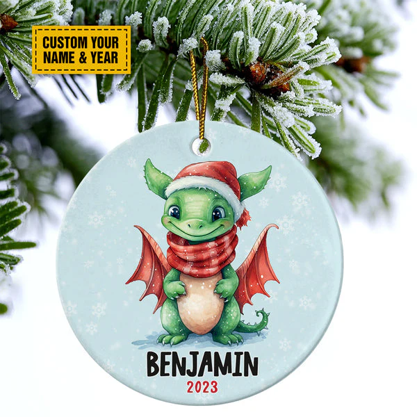 Personalized Dinosaurs Ceramic Christmas Ornament - Cute Dinosaurs Christmas Customized Ceramic Ornament, Perfect Gift For Christmas - Image 5
