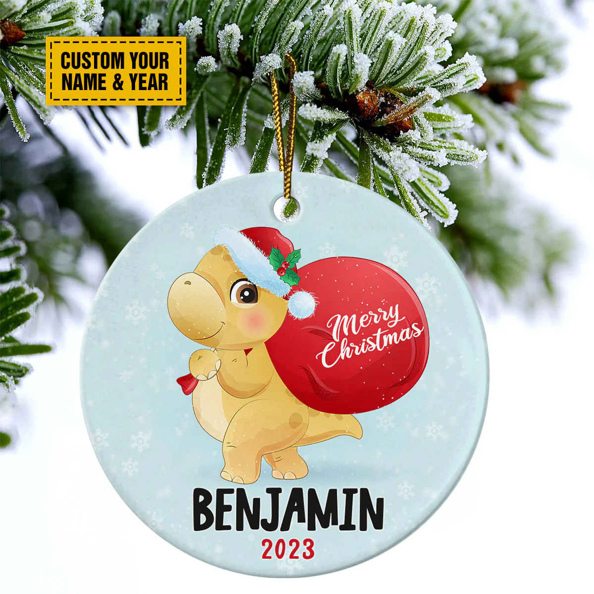 Personalized Dinosaurs Ceramic Christmas Ornament - Cute Dinosaurs Christmas Customized Ceramic Ornament, Perfect Gift For Christmas - Image 6