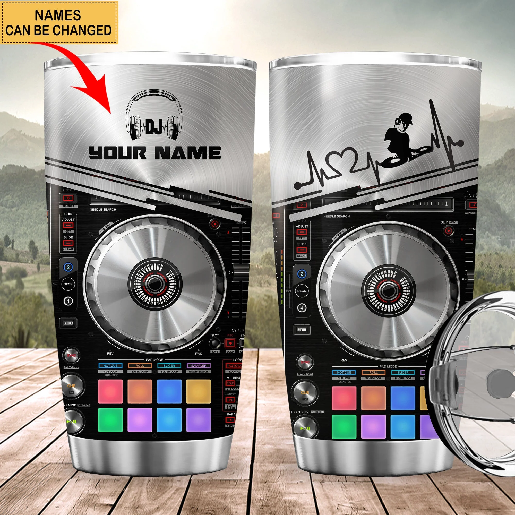 Personalized DJ Tumbler - Custom Name DJ Tumbler, Silver Deejay Gear Tumbler - Perfect Disc Jockey Tumbler for Men & Women - Image 2