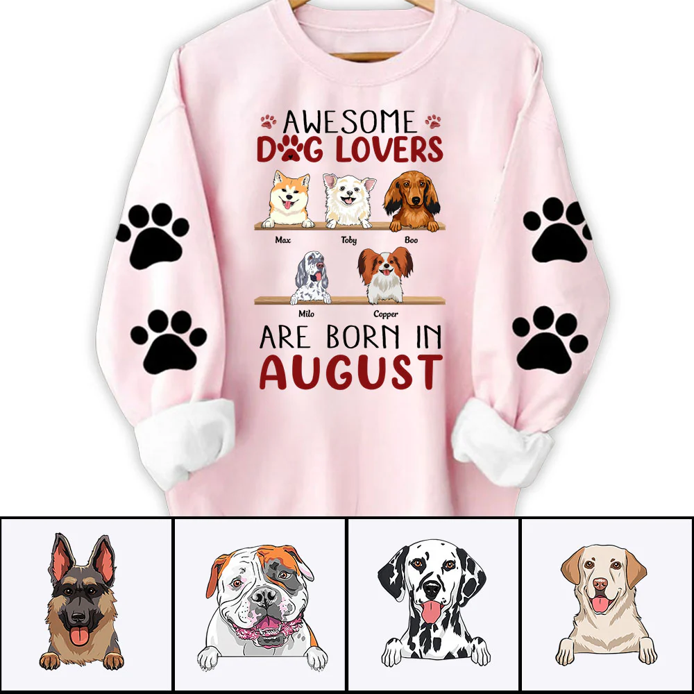 Personalized Dog Birth Month Shirts - Awesome Dog lovers are born in Custom T Shirt Hoodie Sweatshirt - Birthday Gifts For Dog Lovers, Friends, Family - Image 2