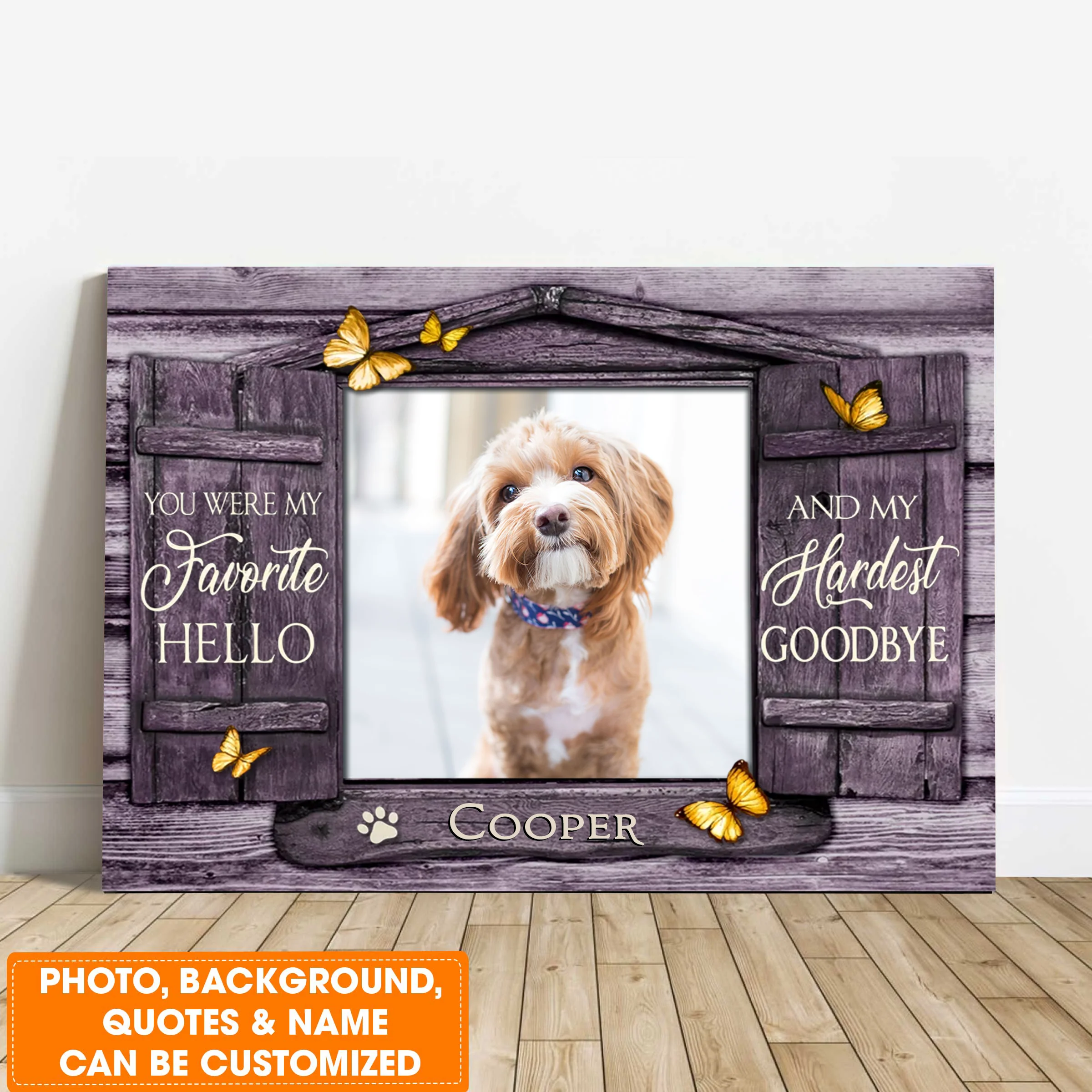 Personalized Dog Landscape Canvas, Custom Pet Gifts To Remember A Pet Wooden Window Shutters, Perfect Gift For Dog Lovers, Friends, Family - Image 2