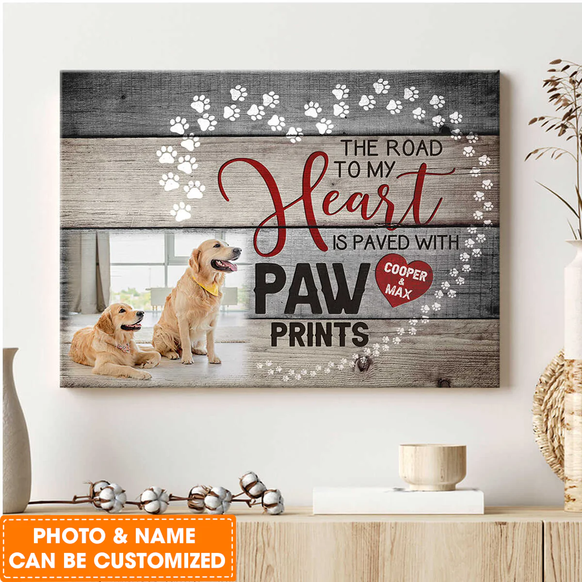 Personalized Dog Landscape Canvas, Custom Pet Photo The road to my heart is paved with paw Canvas, Perfect Gift For Dog Lovers, Friend, Family - Image 3