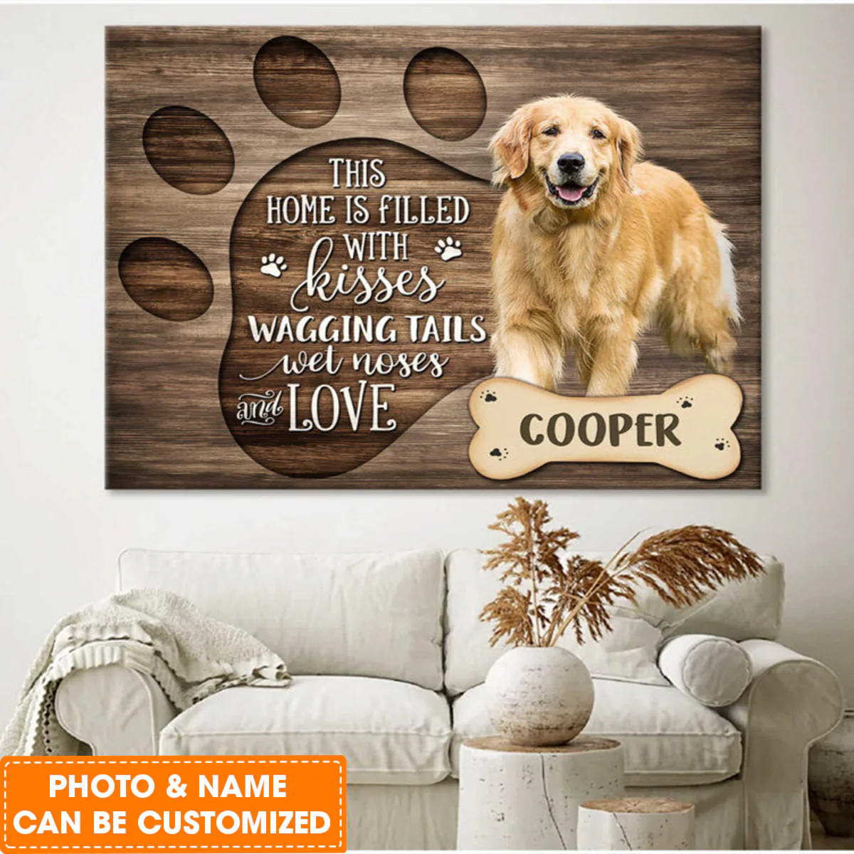 Personalized Dog Landscape Canvas, Custom Pet Photo This home is filled with kisses Canvas, Perfect Gift For Dog Lovers, Friend, Family - Image 2