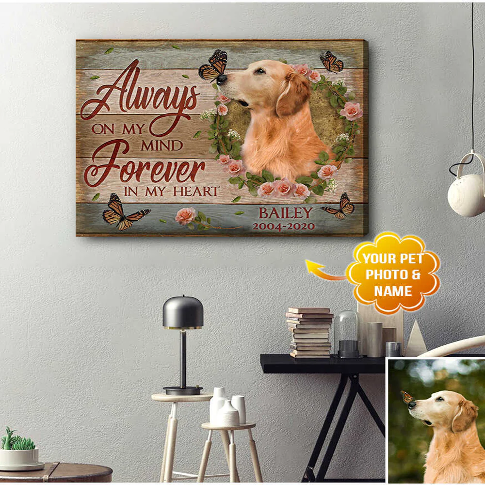 Personalized Dog Landscape Canvas, Custom Photo Of Your Pet, Always On My Mind Forever In My Heart Canvas, Perfect Gift For Dog Lovers, Friends, Family - Image 3