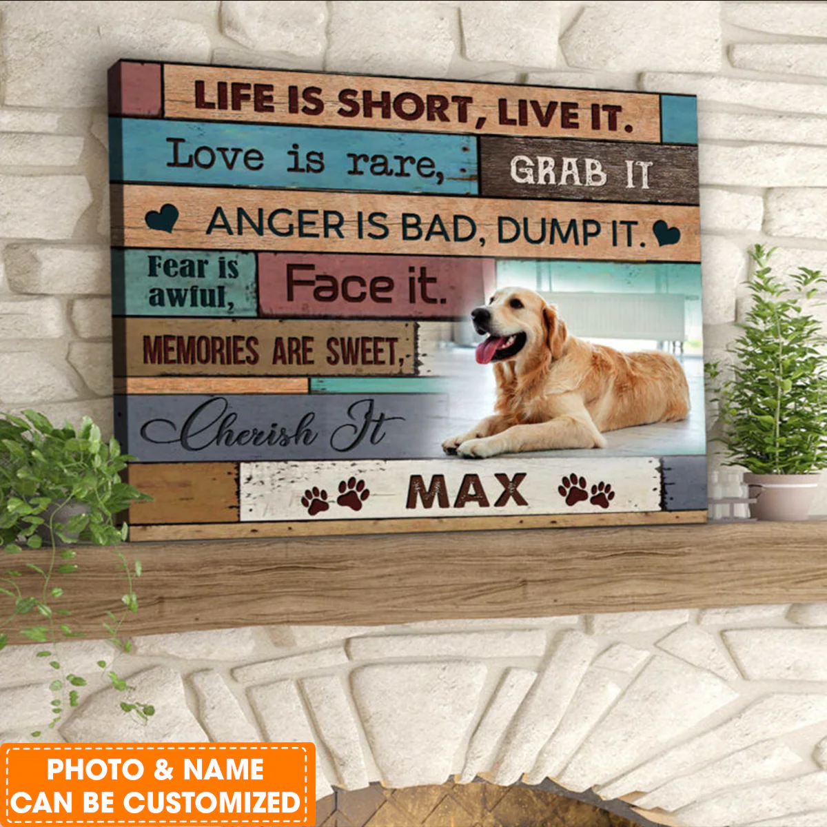 Personalized Dog Landscape Canvas, Custom Your Pet Photo Pawprints, Life is short, live it Canvas, Perfect Gift For Dog Lovers, Friend, Family - Image 2