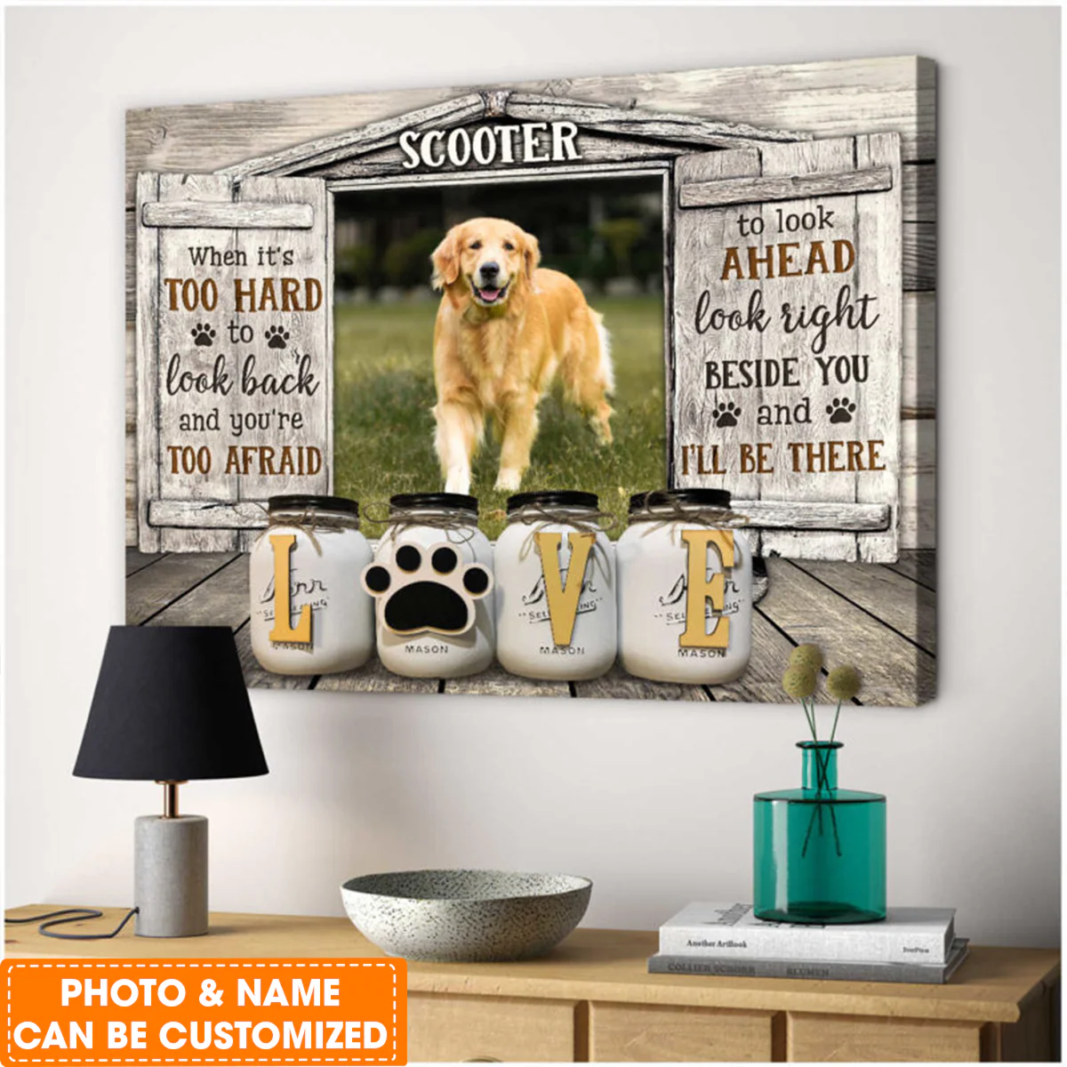 Personalized Dog Landscape Canvas, Custom Your Pet Photo wood window, It's Too Hard to look back Canvas, Perfect Gift For Dog Lovers, Friend, Family - Image 2