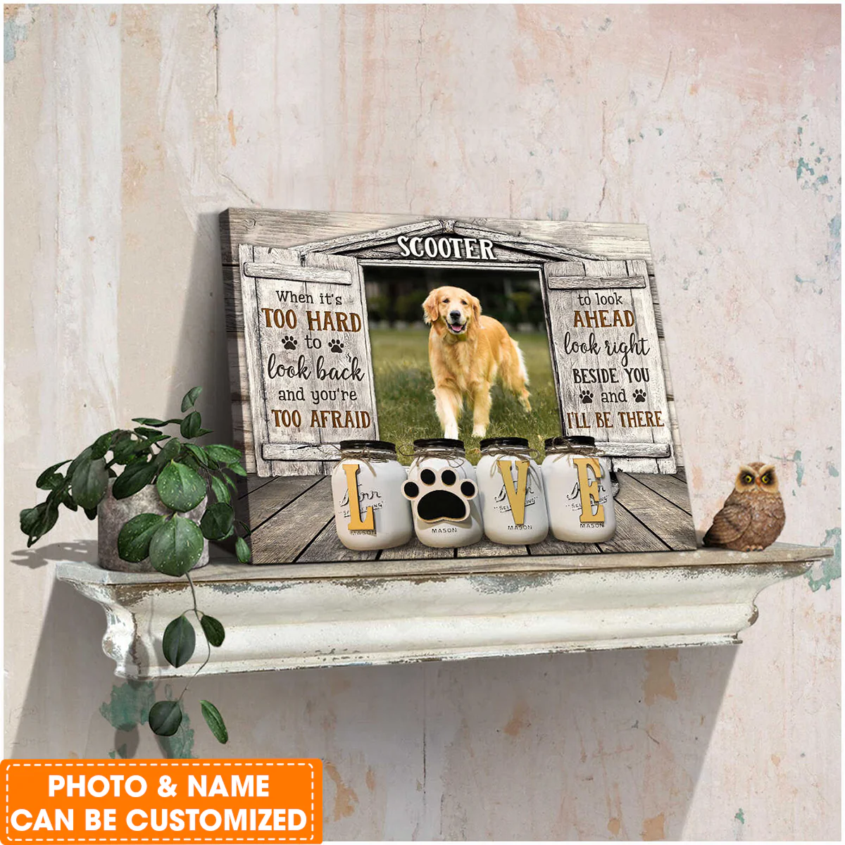 Personalized Dog Landscape Canvas, Custom Your Pet Photo wood window, It's Too Hard to look back Canvas, Perfect Gift For Dog Lovers, Friend, Family - Image 3