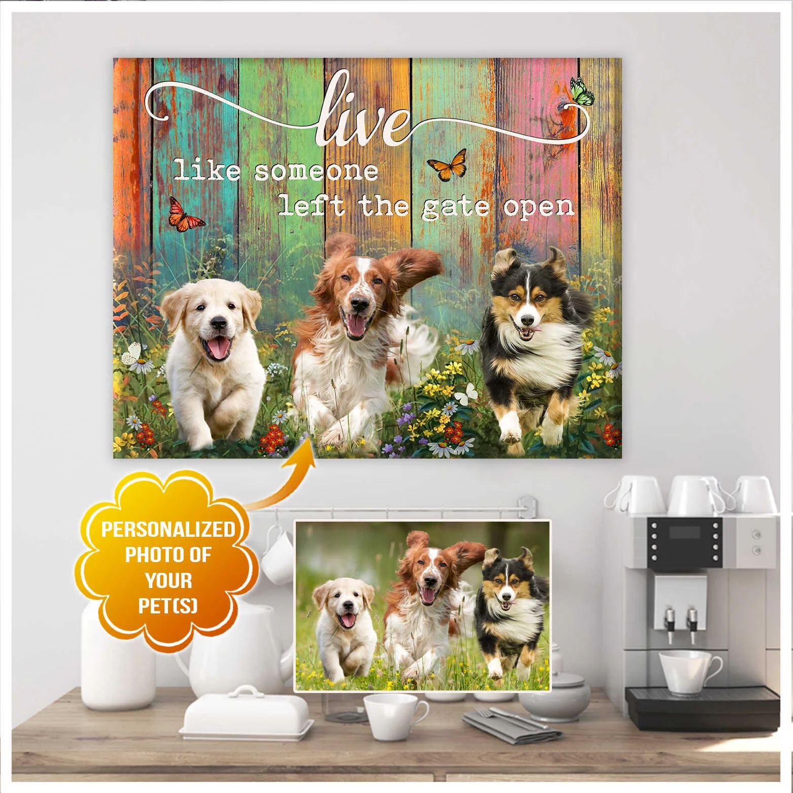 Personalized Dog Landscape Canvas, Live like someone left the gate open Canvas, Custom Your Pet Photo, Perfect Gift For Dog Lovers, Friend, Family - Image 4