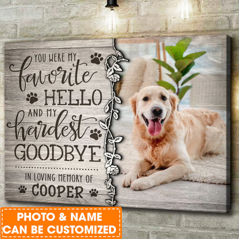 Personalized Dog Landscape Canvas, Memorial Wall Art You Were My Favorite Hello Canvas, Custom Photo & Pet's Name Canvas, Perfect Gift For Dog Lovers, Friends, Family - Image 2