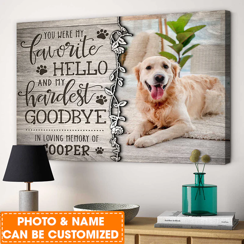 Personalized Dog Landscape Canvas, Memorial Wall Art You Were My Favorite Hello Canvas, Custom Photo & Pet's Name Canvas, Perfect Gift For Dog Lovers, Friends, Family - Image 3