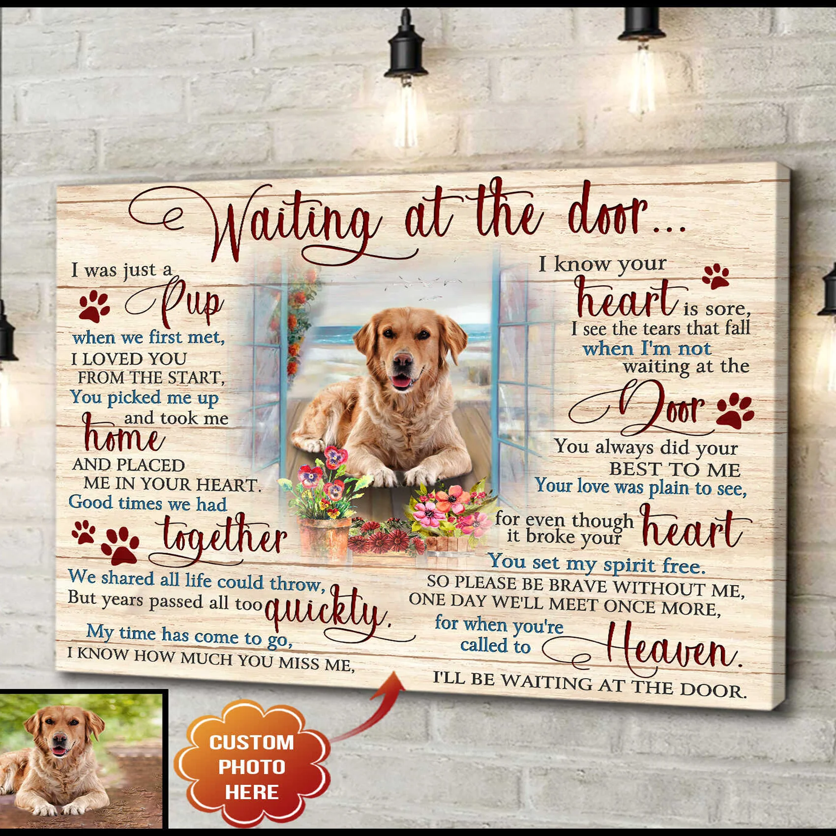 Personalized Dog Landscape Canvas, Waiting At The Door Canvas, Custom Pawprints Dog Canvas, Perfect Gift For Dog Lovers, Friends, Family - Image 2