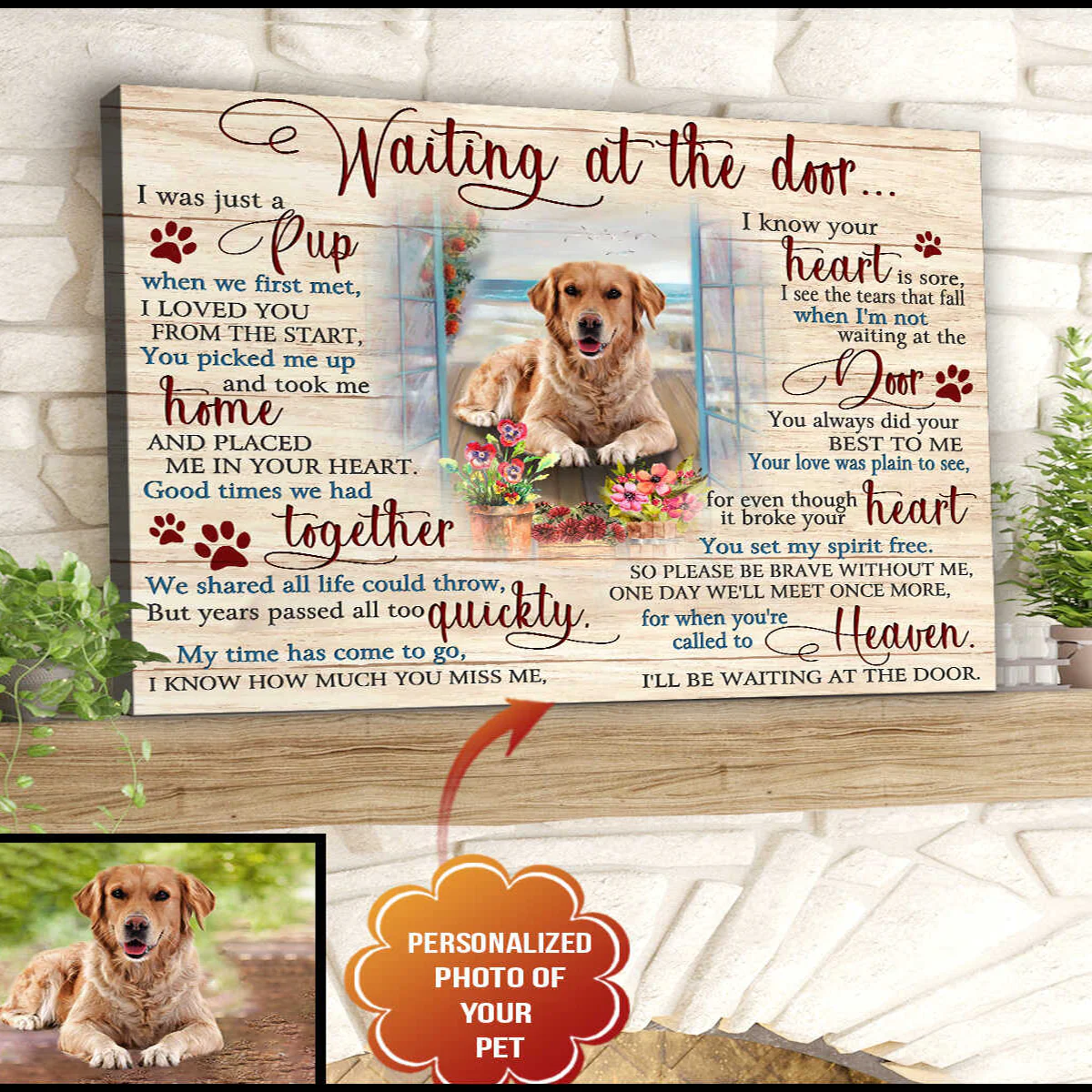 Personalized Dog Landscape Canvas, Waiting At The Door Canvas, Custom Pawprints Dog Canvas, Perfect Gift For Dog Lovers, Friends, Family - Image 3