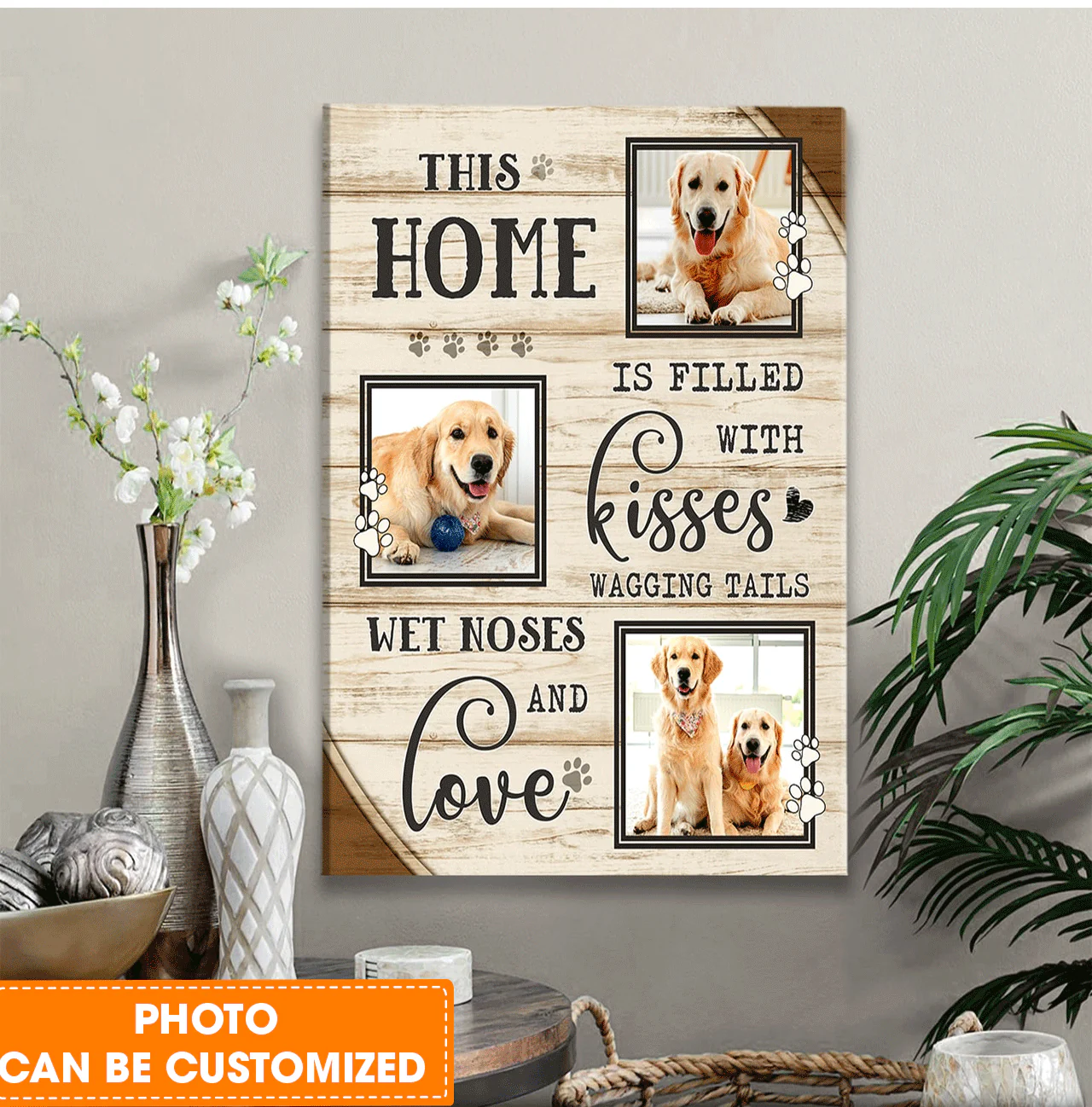 Personalized Dog Portrait Canvas, Custom Pet Gifts This Home Is Filled With Kisses Pet Photo Collage Canvas, Perfect Gift For Dog Lovers, Friend, Family - Image 2